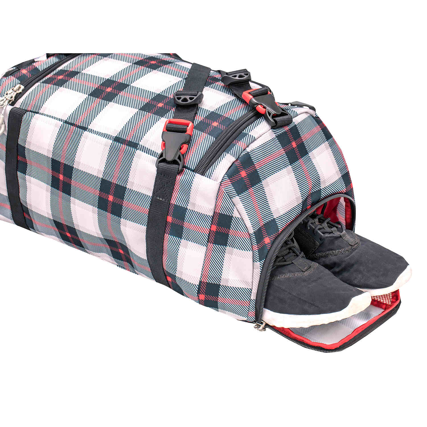 Wave Grey Red Pattern Duffel bag