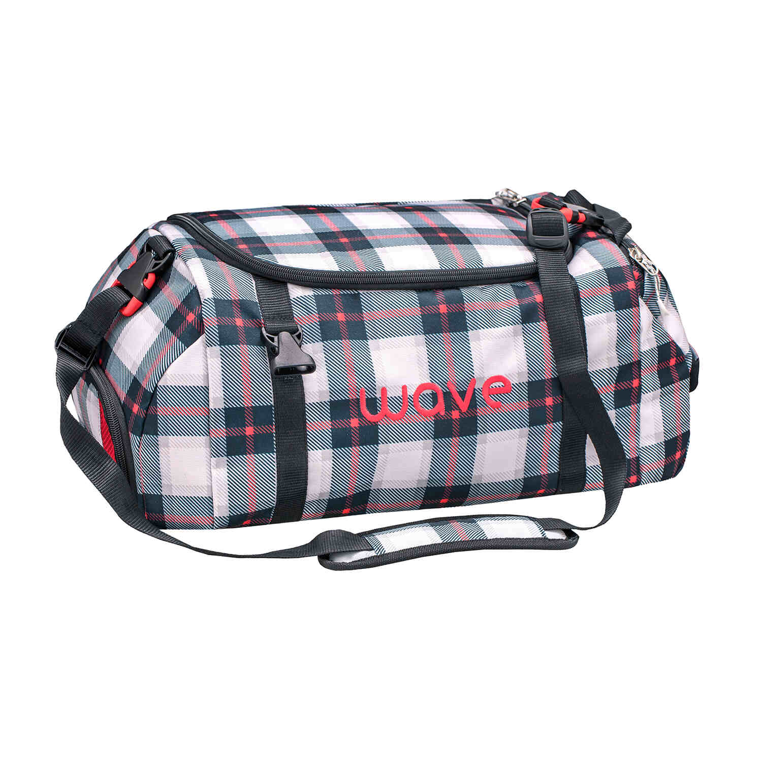 WAVE Sporttasche Grey Red Pattern mit GRATIS Schlamperbox
