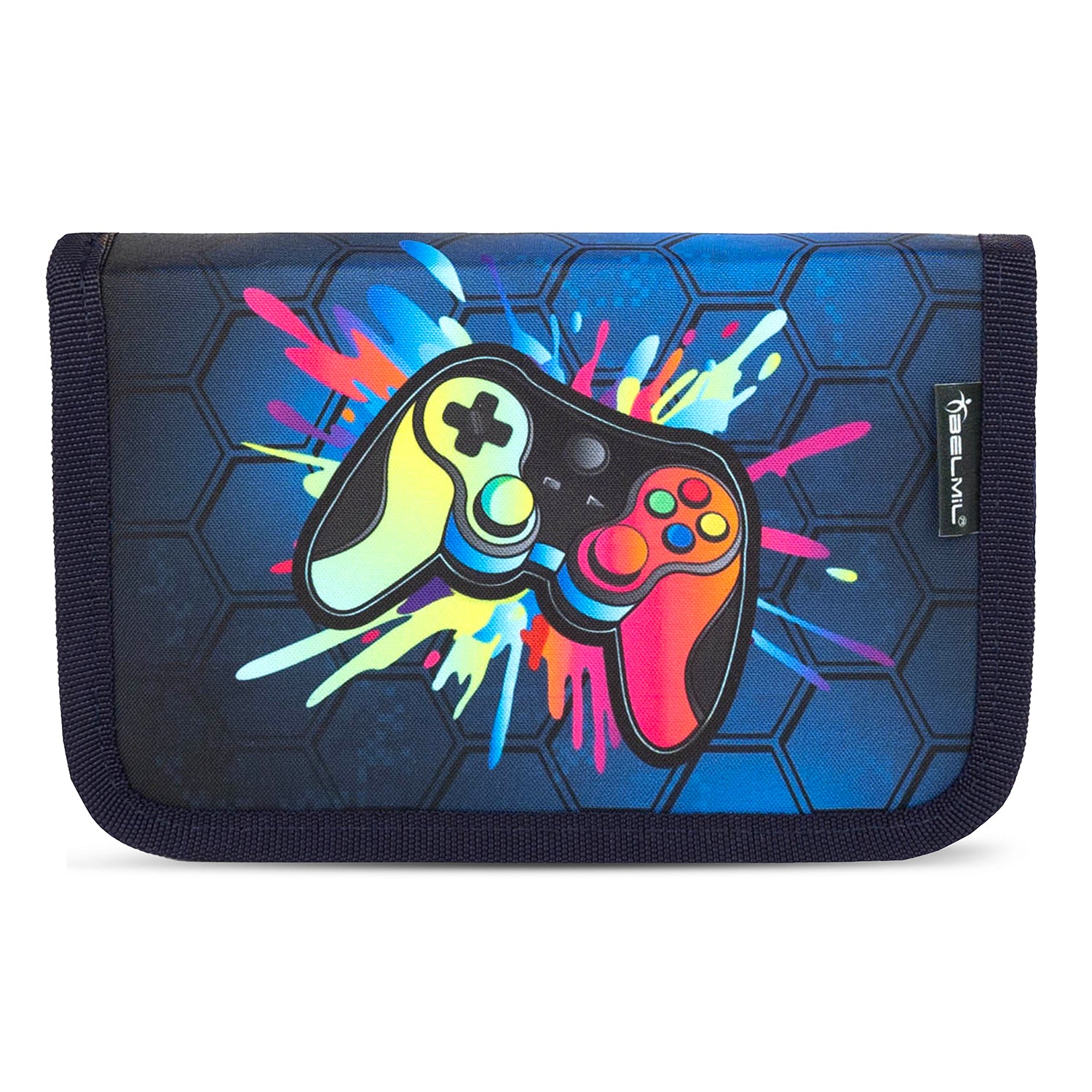 Complete view of the Ergonomic School Bag Set for Boys– Belmil Classy Game On! (4 pcs) showing vibrant colors and playful design elements.