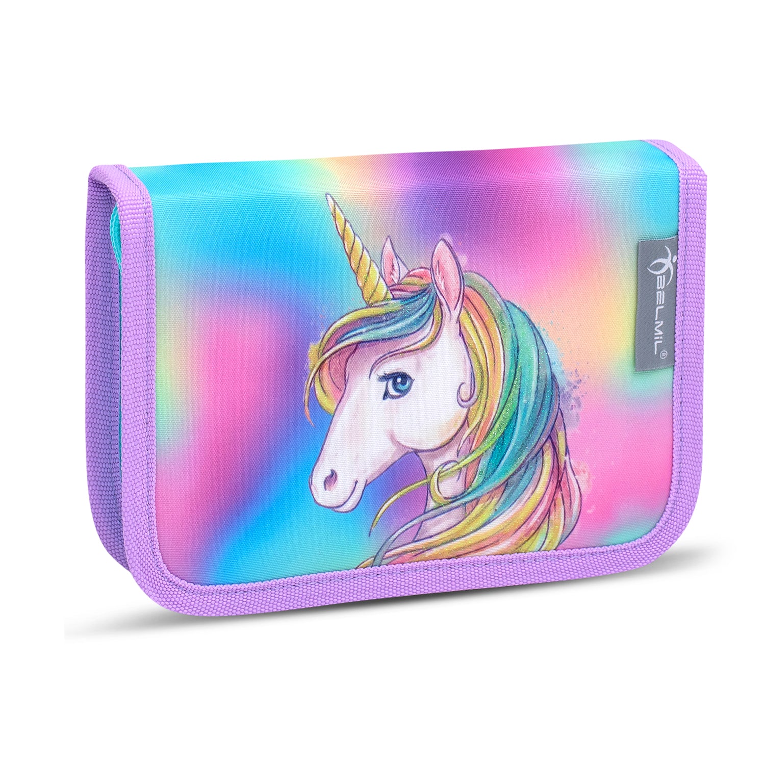 The included Unicorn raincoat in the Belmil Compact Ergonomic School Bag Set “Rainbow Color” Design + Unicorn Raincoat – 5-Piece Set for Girls, designed to keep belongings dry.