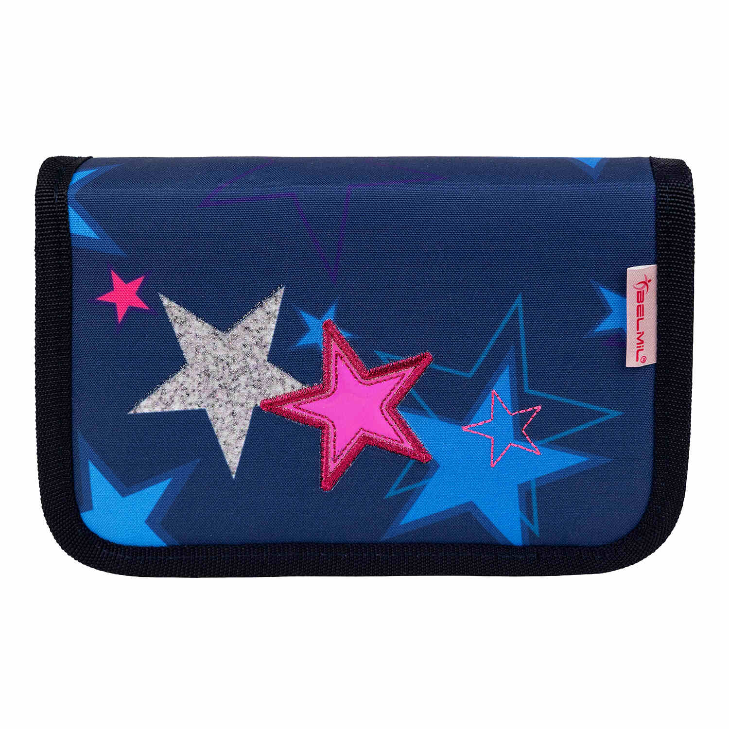 The Ergonomic School Bag Set for Girls – Belmil Classy Sparkling Star (5 pcs) showcases all 5 pieces, including the gym bag and pencil case.