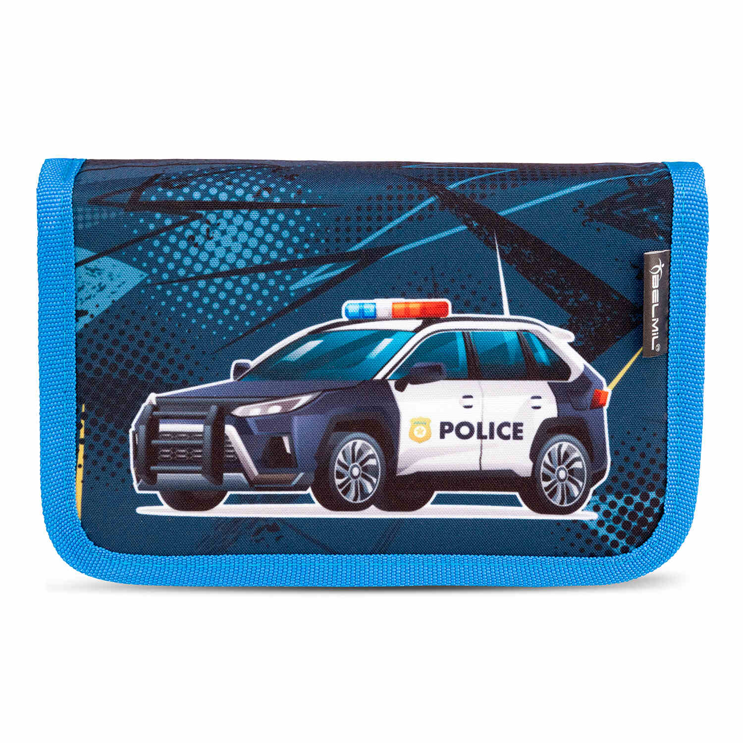 Timetable holder on top of the Mini-Fit Police schoolbag set 4 pcs, highlighting its practicality and ergonomic design for first graders - Ergonomic School Bag Set for Boys – Belmil Mini-Fit Police (4 pcs).