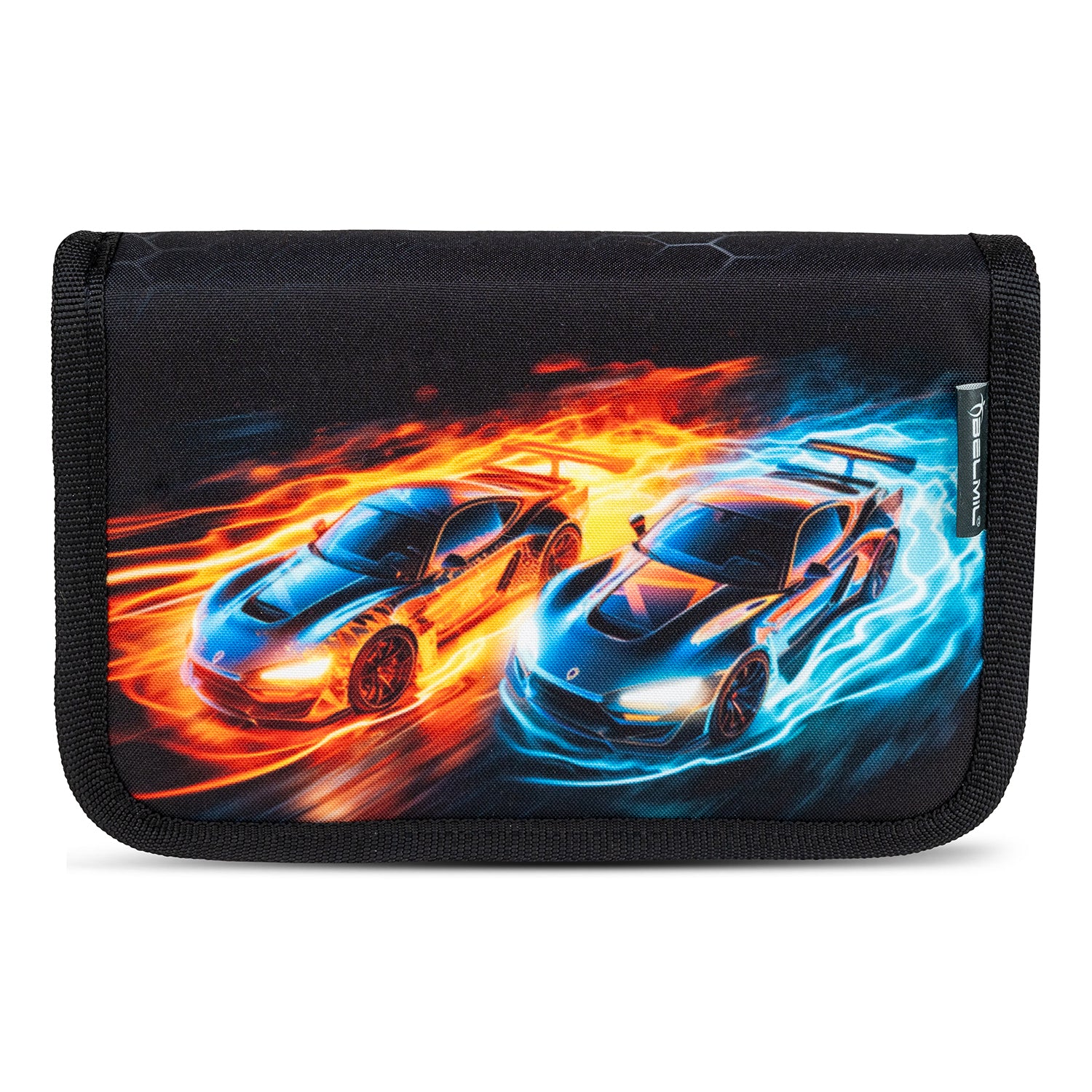 Complete 4-piece set of the Ergonomic School Bag Set for Boys – Belmil Mini-Fit Race It (4 pcs) including gym bag and pencil case.