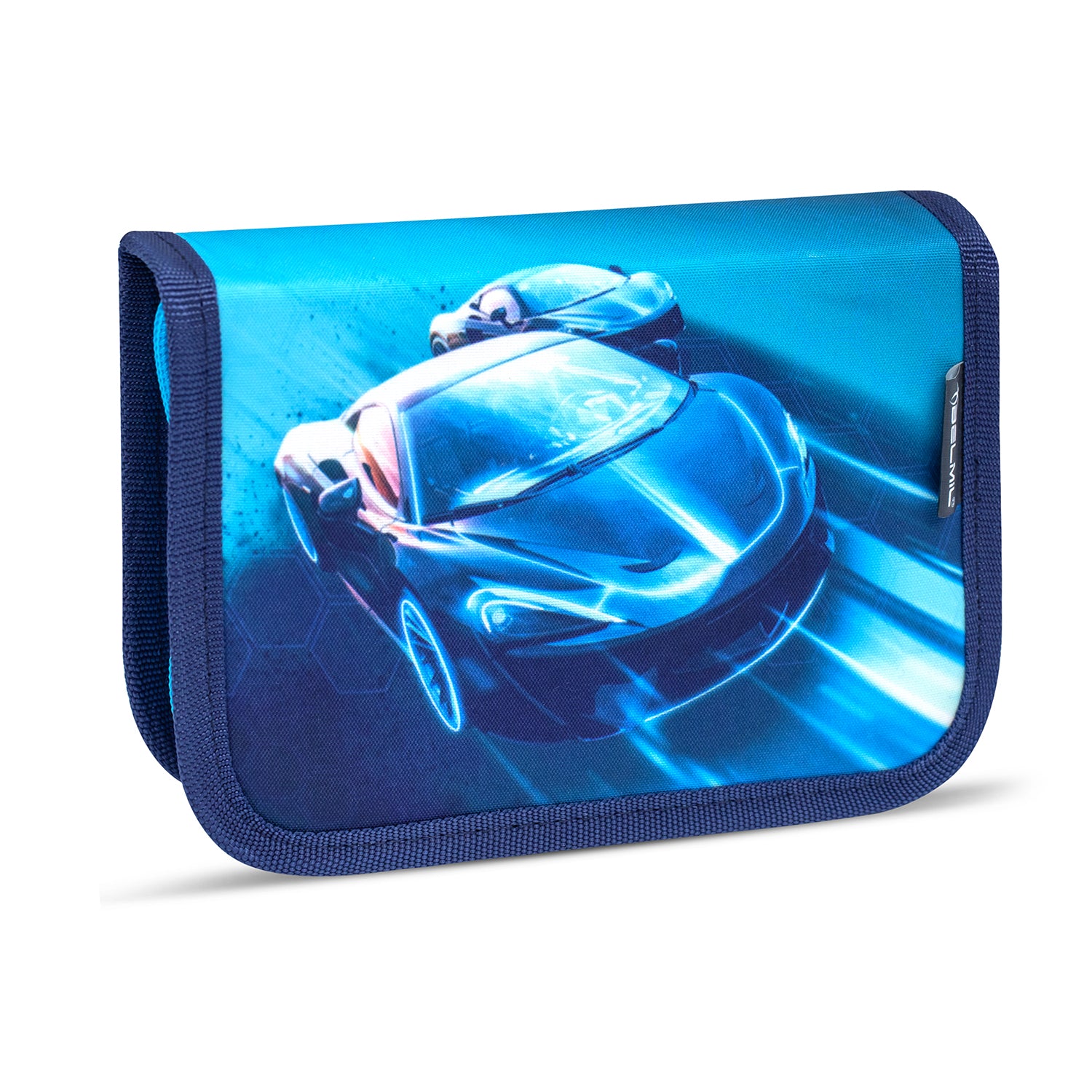 Visual of the Belmil Mini-Fit Ergonomic School Bag Set 'Racing Blue Neon' showing its compact and stylish design ideal for boys aged 105-118 cm.