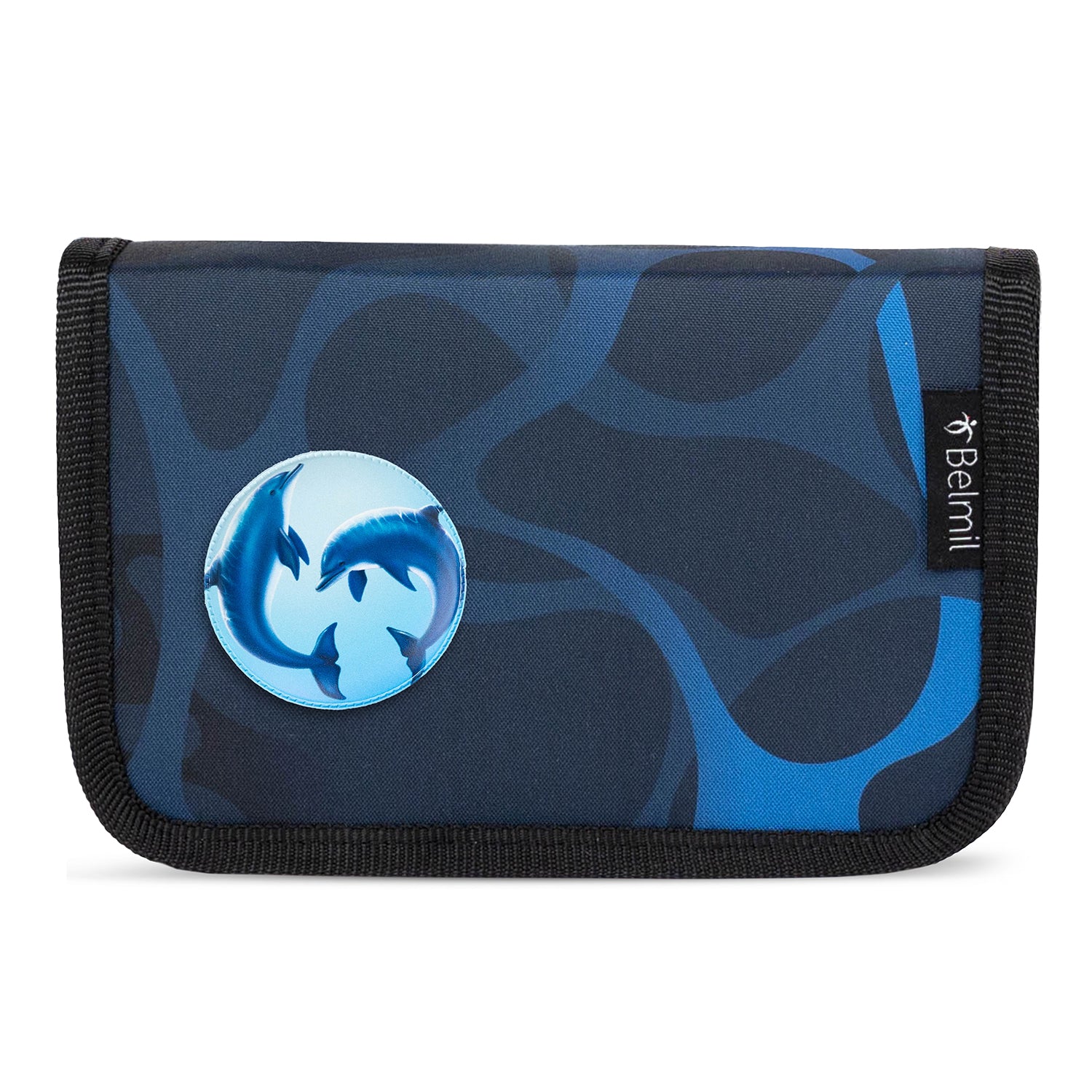Belmil Maxi "Wave Storm" decorative velcro patches included in the 5-piece school bag set for boys.