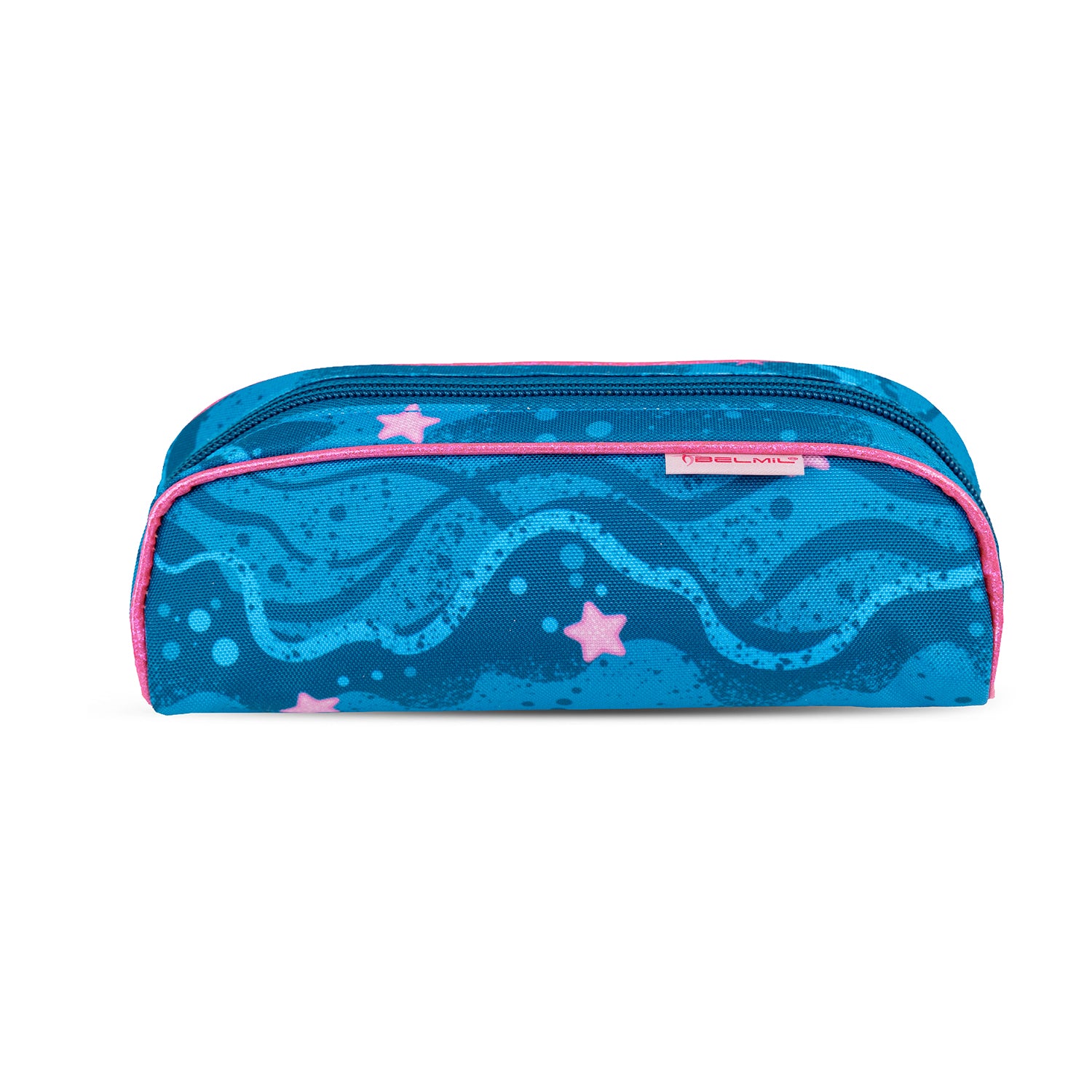 Various pieces included in the Ergonomic School Bag Set for Girls – Belmil Maxi Mermaid School Bag Set 5 pcs, such as a pencil case and gym bag.