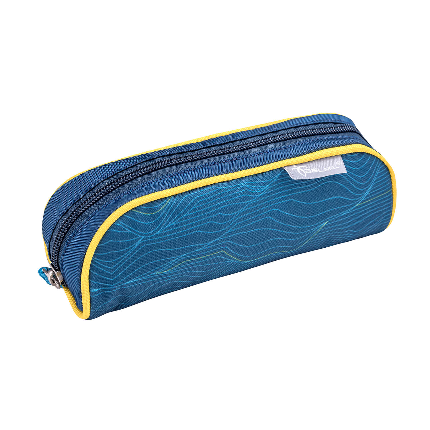 A stylish look at interchangeable patches on the Belmil Smarty Waves Orange Ergonomic School Bag Set – 5-Piece Set with 9 Interchangeable Patches and Hip Belt.