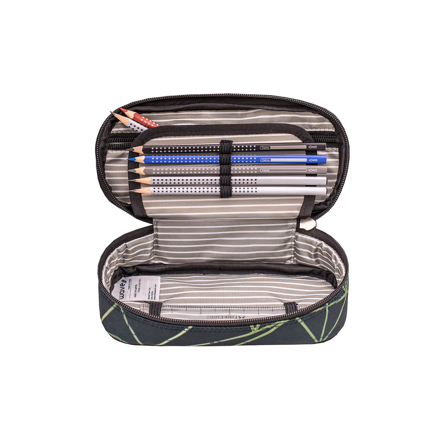 Wave Stripes Green Pencil pouch