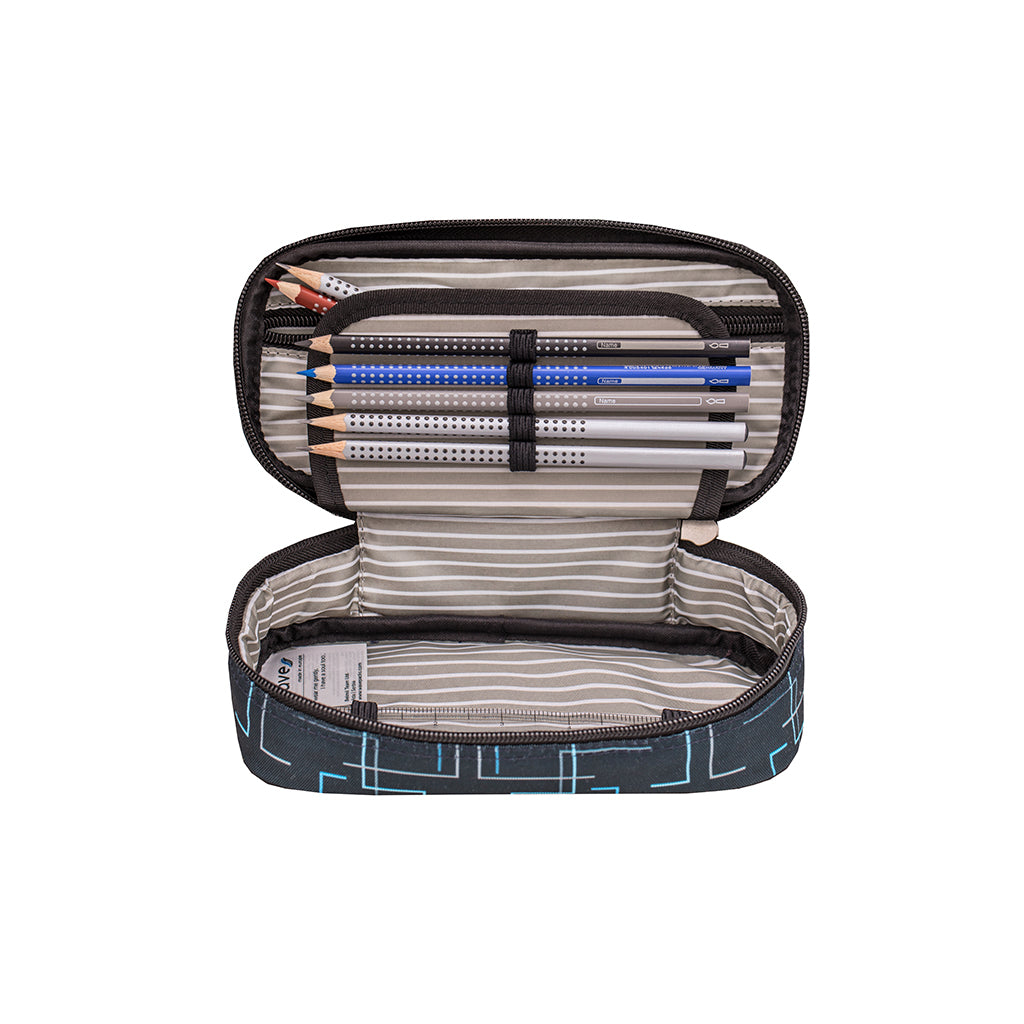 Wave Cubic Neon Blue Pencil pouch