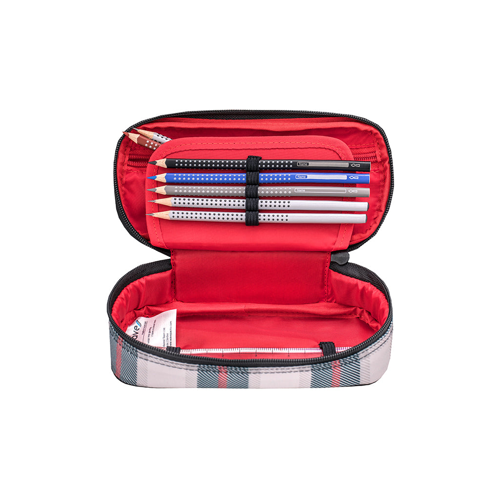 Wave Grey Red Pattern Pencil pouch