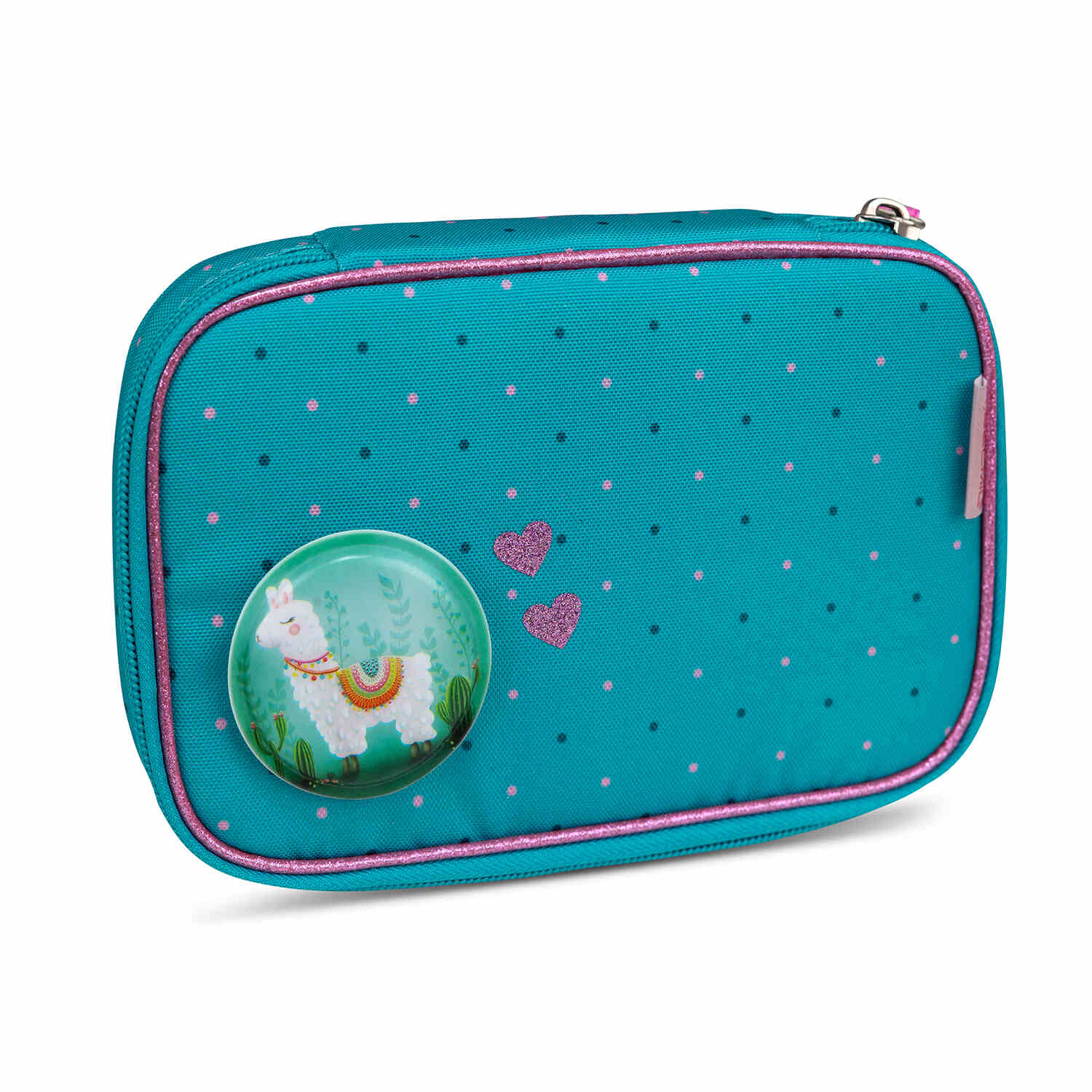 Belmil Smarty Hearts and Dots Ergonomic School Bag Set – 5-Piece Set with 9 Interchangeable Patches and Hip Belt showcasing the stylish charm of the hearts and dots design.