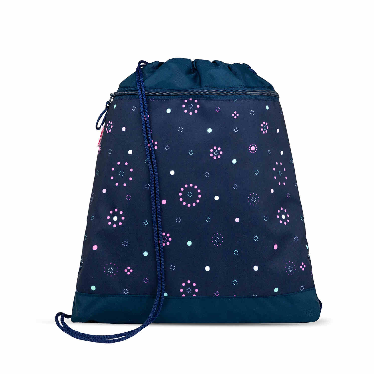Child wearing the Belmil Smarty Flowers Blue Ergonomic School Bag Set for Girls – 5-Piece Set with 9 Patches and Hip Belt while walking.