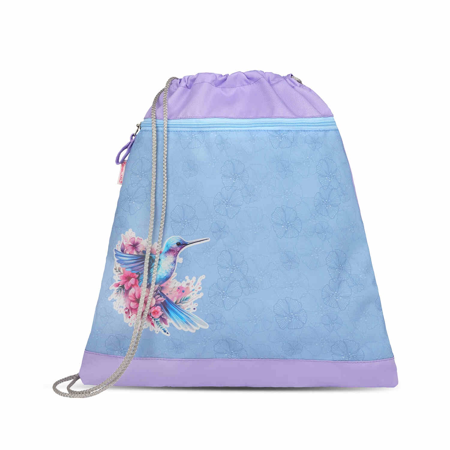 The Ergonomic School Bag Set for Girls – Belmil Compact Tropical Hummingbird displayed with a natural backdrop.