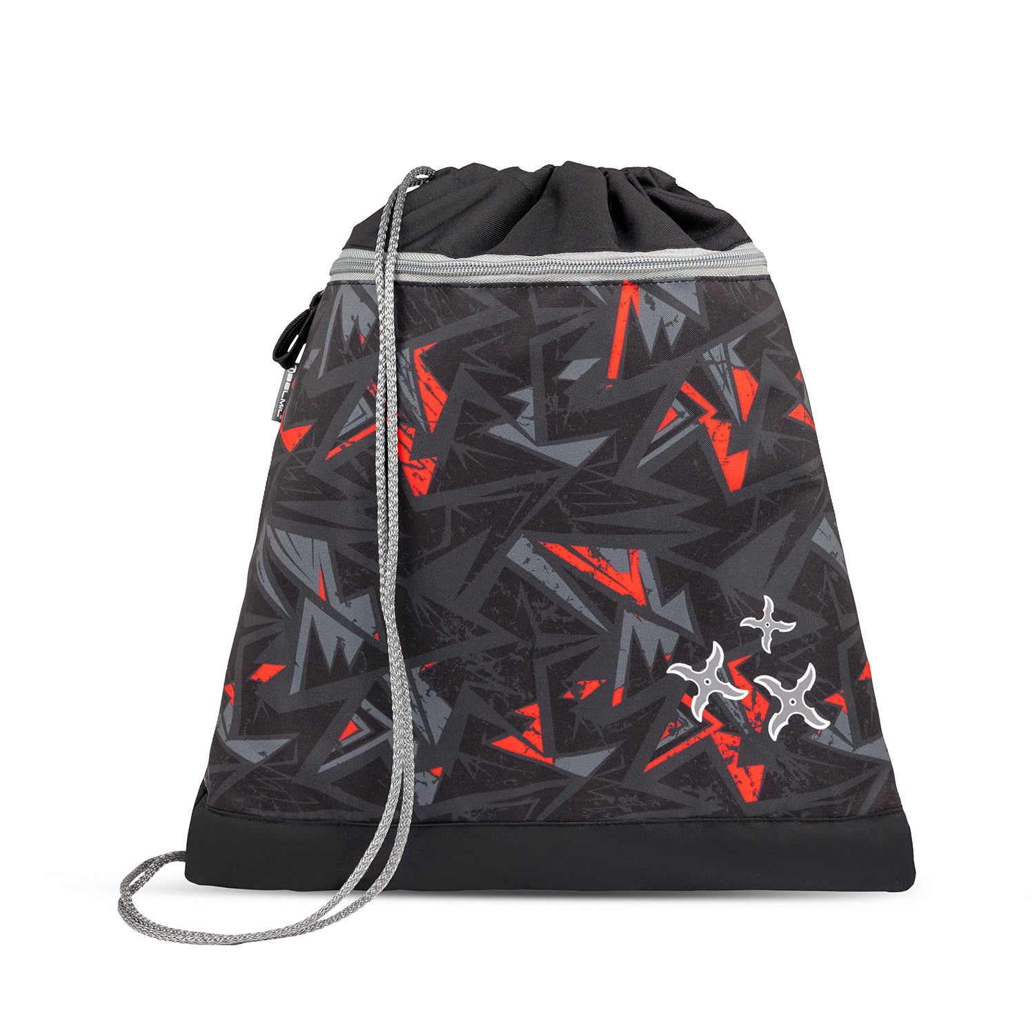 Belmil Maxi 'Ninja' School Bag Set for Boys + Dinosaur Raincoat – 5-Piece Set displayed in an energetic environment, ideal for adventurous kids.