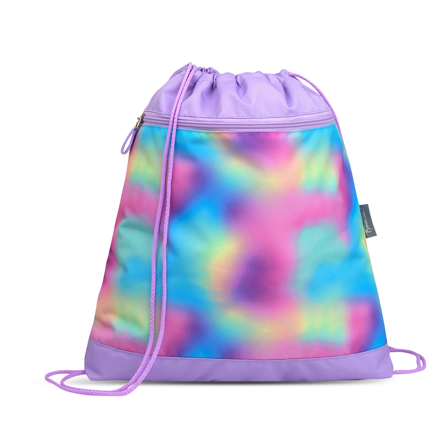 Belmil Classy Ergonomic School Bag Set for Girls “Rainbow Color” Design + Unicorn Raincoat showcasing safety features like reflective elements and easy-to-use buckles.