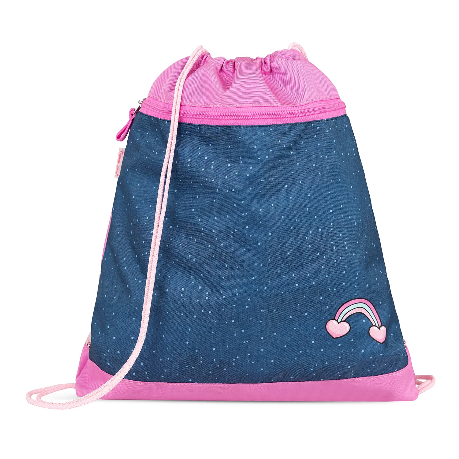 A girl wearing the Unicorn Raincoat from the Belmil Compact Ergonomic School Bag Set “Cute Doe” Design + Unicorn Raincoat – 5-Piece Set for Girls looking cheerful.