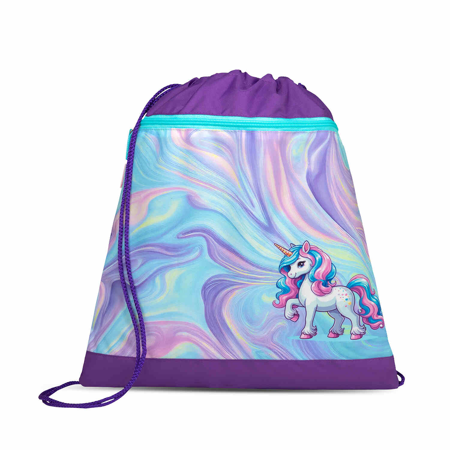 Rear view of the Ergonomic School Bag Set for Girls – Belmil Classy Unicorn Dream (4 pcs) highlighting its ergonomic design.