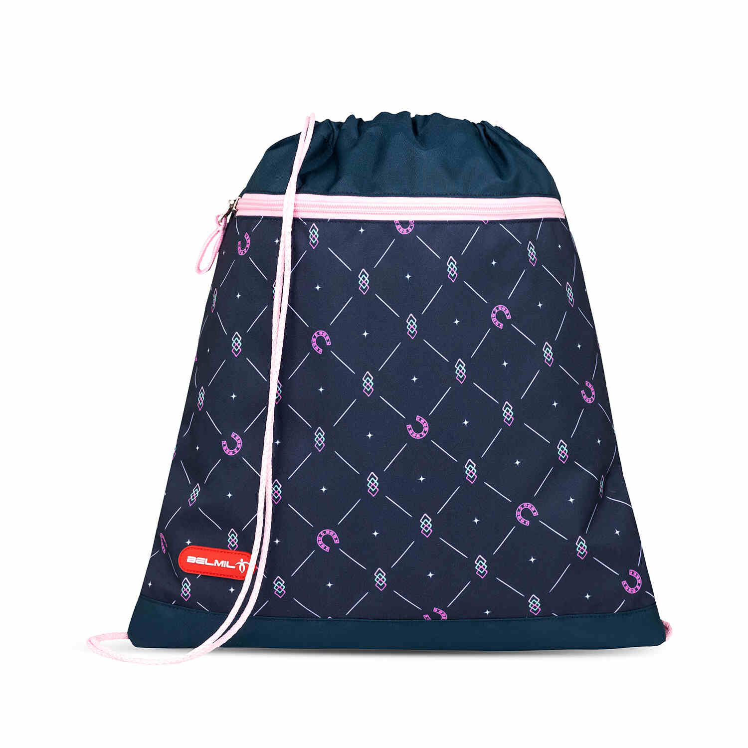 A child happily using the Belmil Motion Midnight Gallop Ergonomic School Bag Set – Made from Recycled Materials, 5 pcs, with 9 Interchangeable Patches after school.