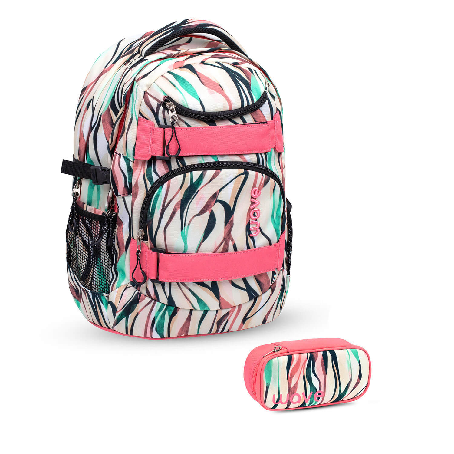 Wave Infinity Feathers school backpack Set 2 Pcs