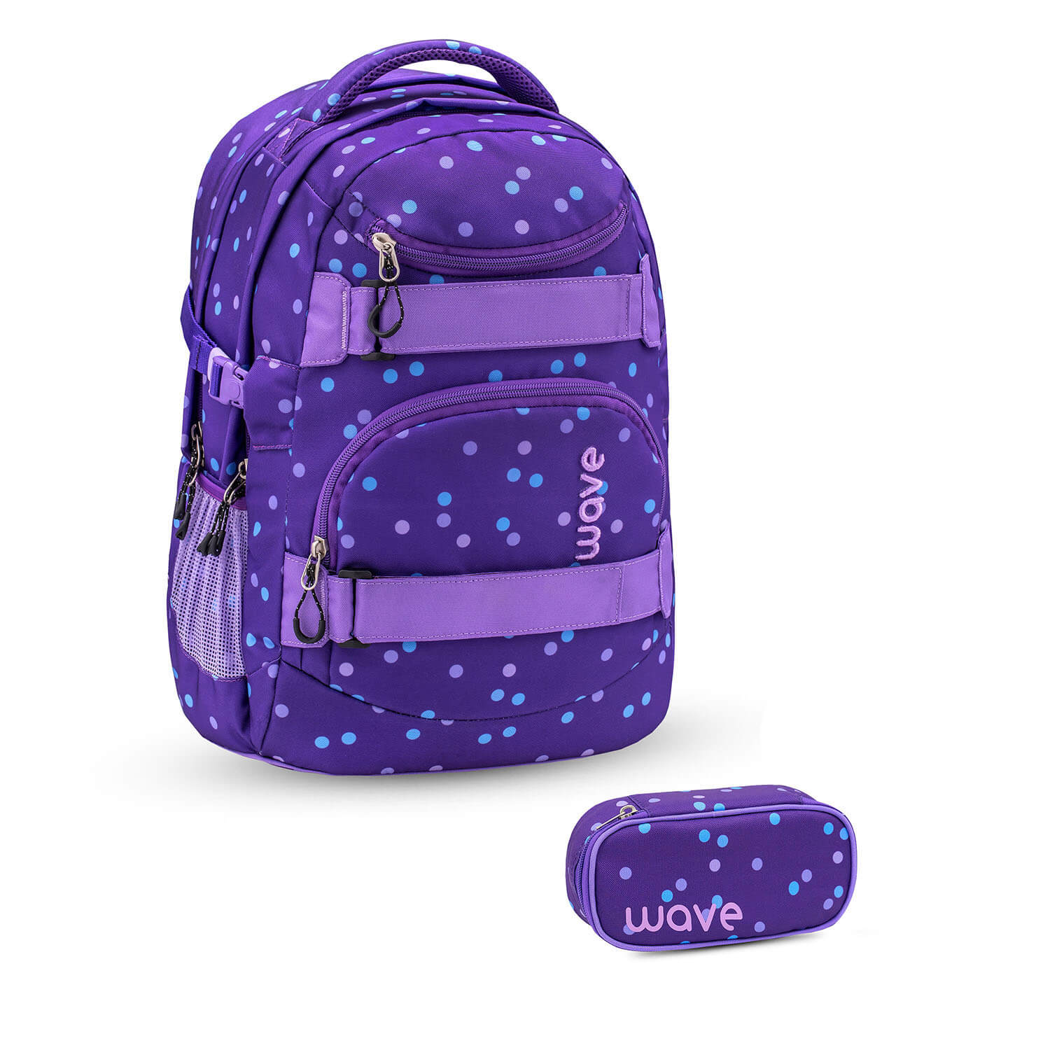 Wave Infinity Purple Dots school backpack Set 2 Pcs