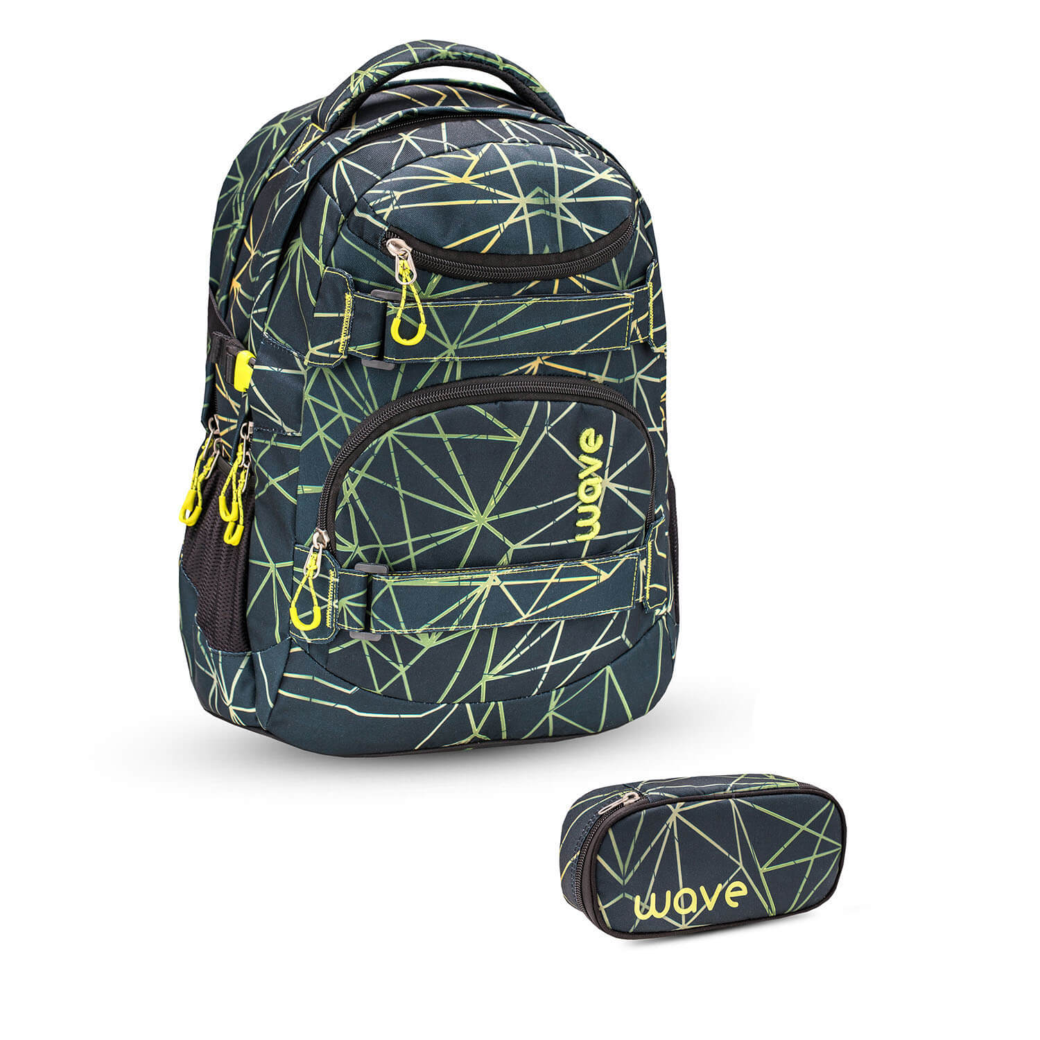 Wave Infinity Stripes Green school backpack Set 2 Pcs