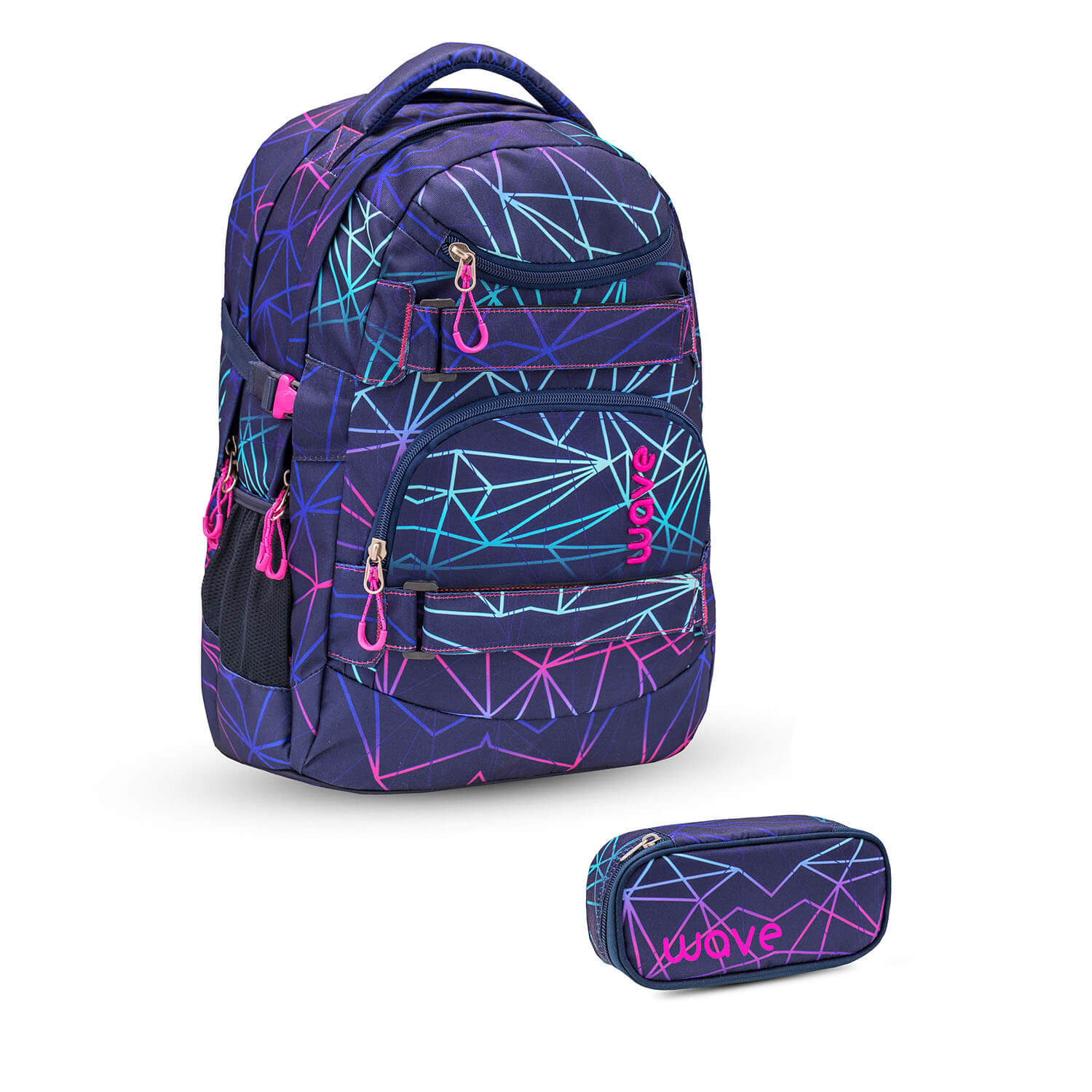 Wave Infinity Stripes Purple school backpack Set 2 Pcs
