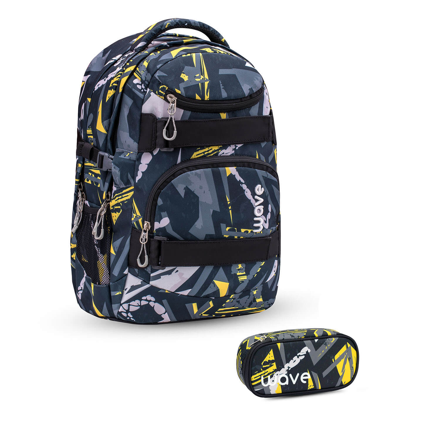 Wave Infinity Yellow Graffiti school backpack Set 2 Pcs