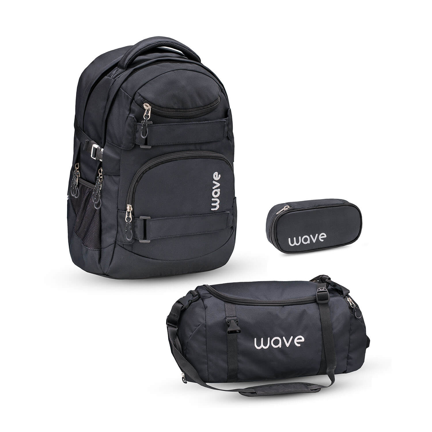 Wave Infinity Black Schulrucksack Set 3 tlg.