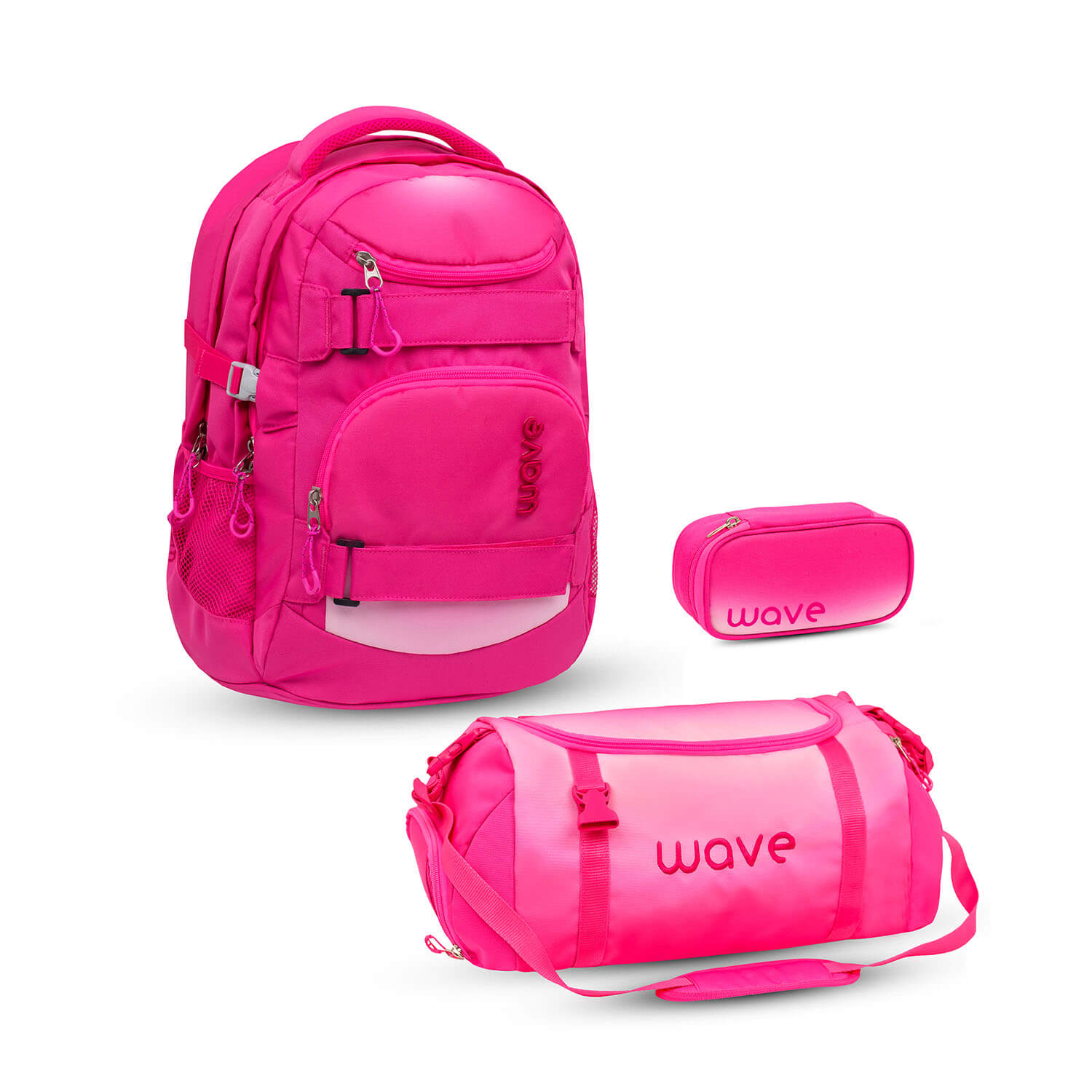 Wave Infinity Ombre Light Pink Schulrucksack Set 3 tlg.