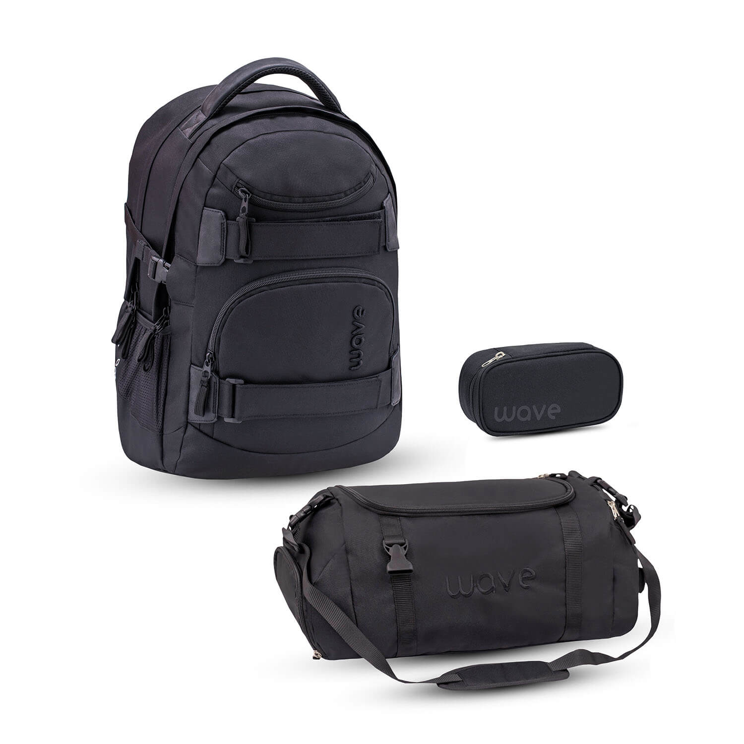Wave Infinity Posh Black Schulrucksack Set 3 tlg.