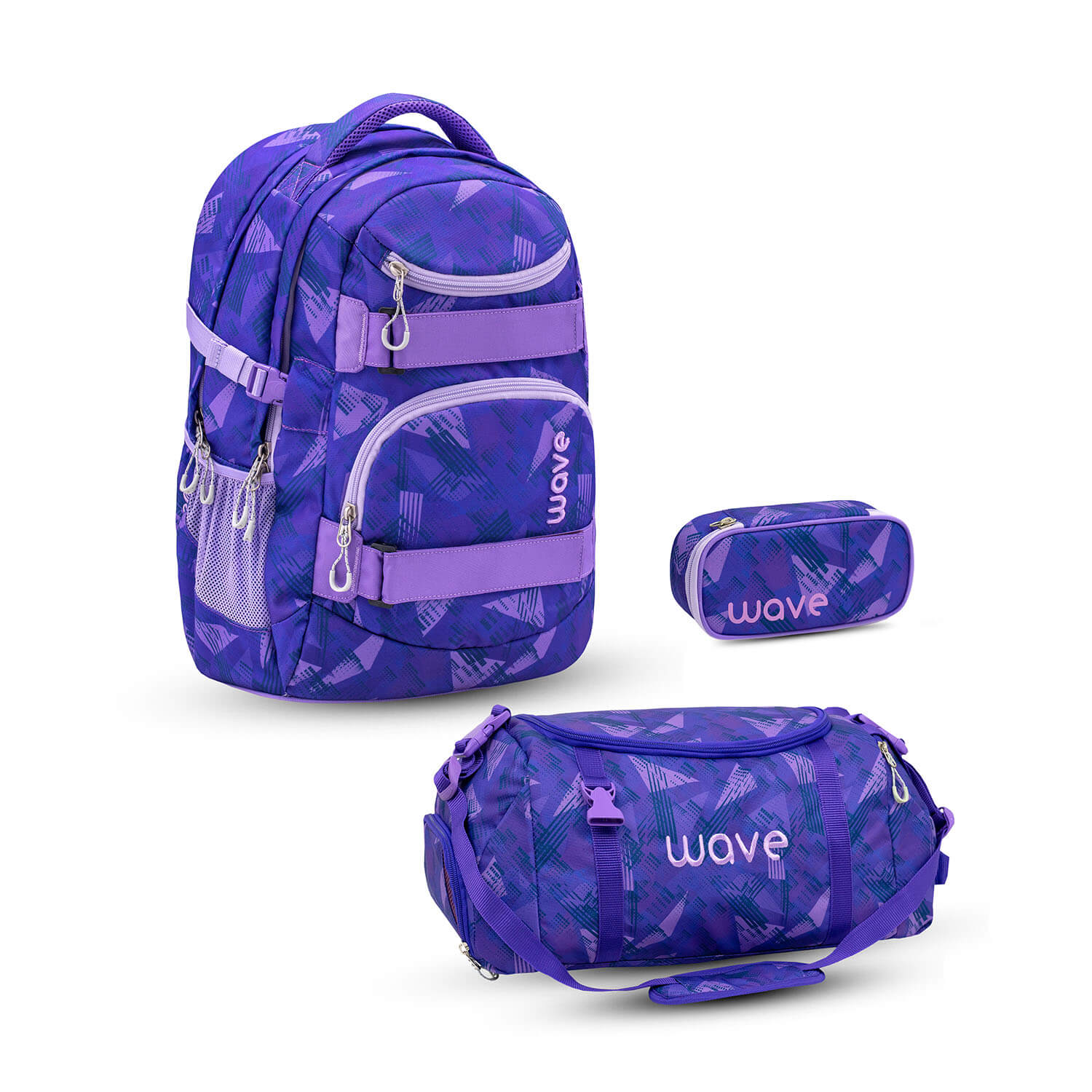 Wave Infinity Purple Sun Schulrucksack Set 3 tlg.