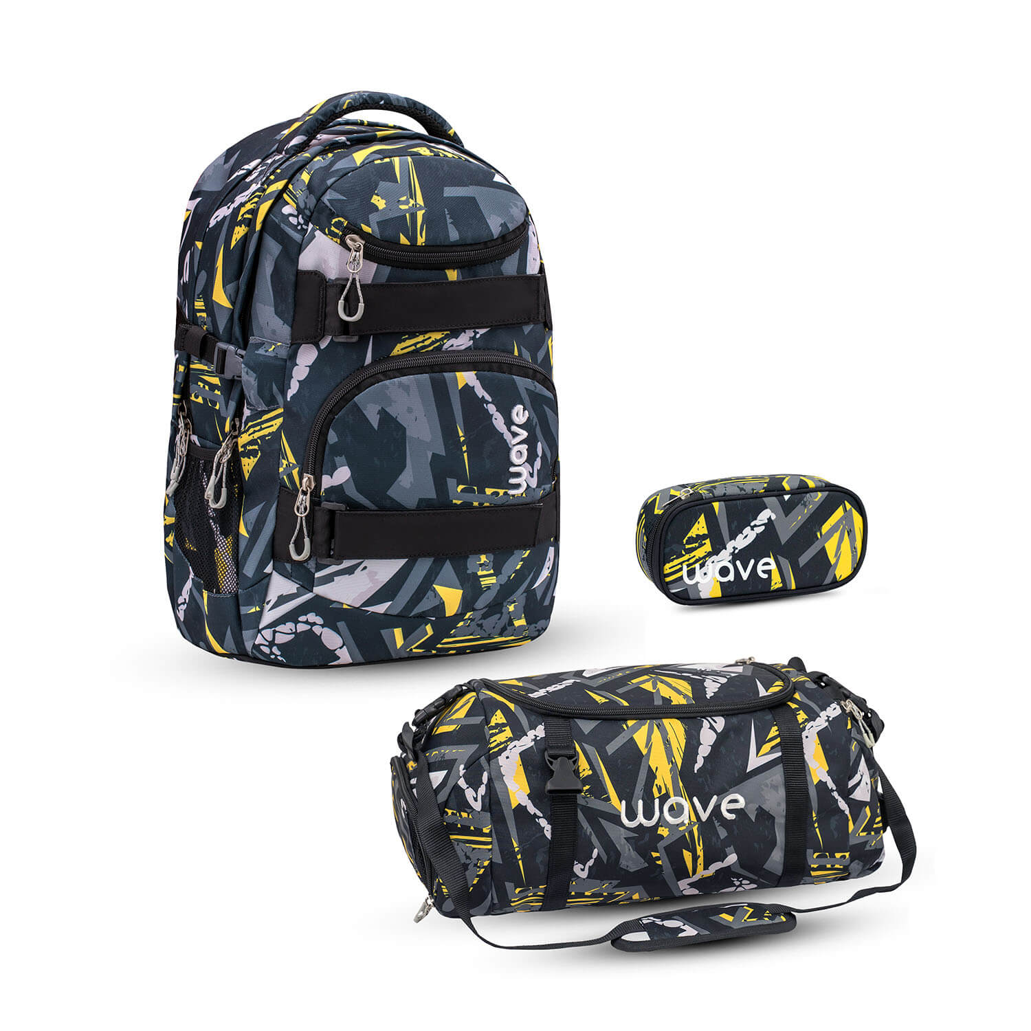 Wave Infinity Yellow Graffiti Schulrucksack Set 3 tlg.
