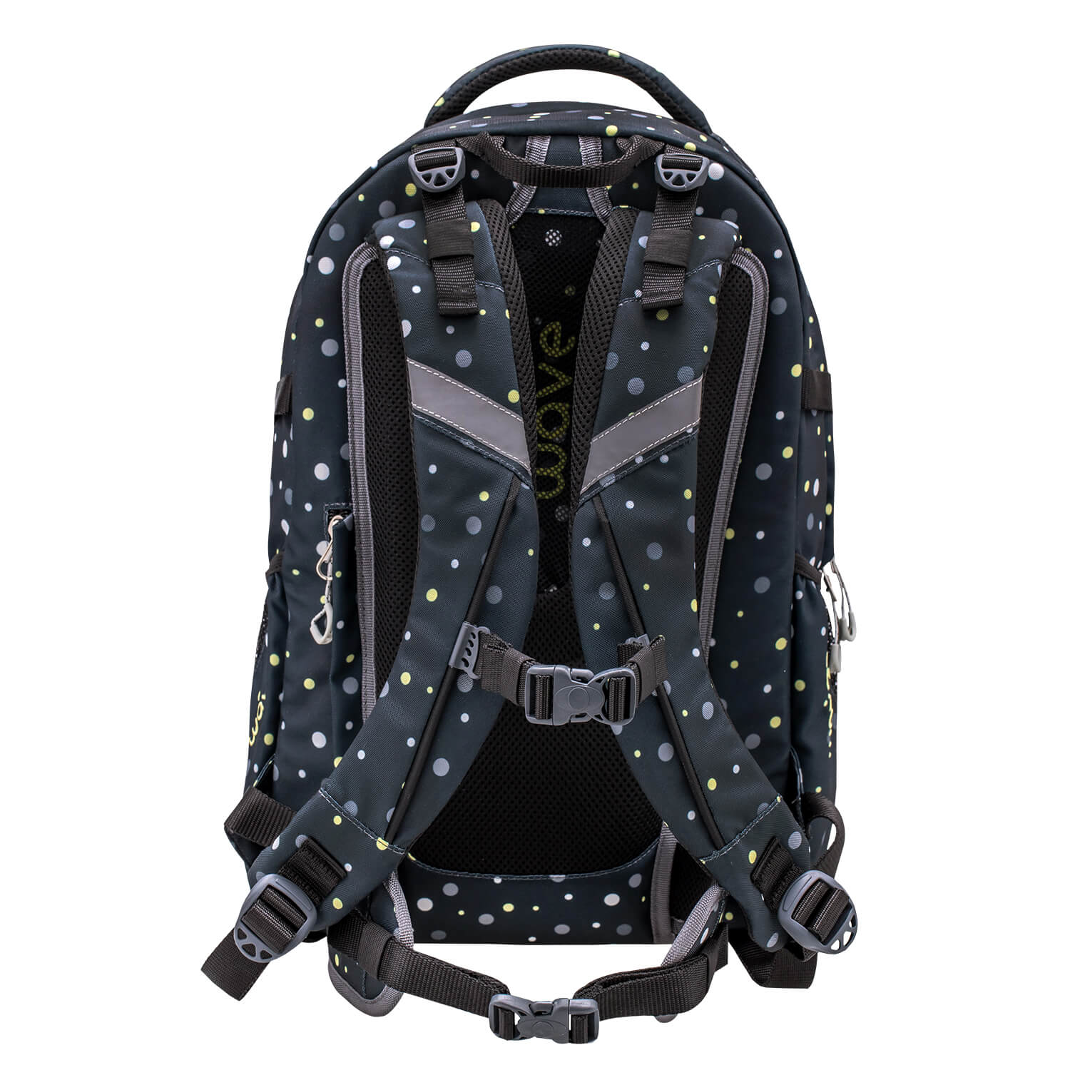 Wave Infinity Black And Yellow Dots school backpack