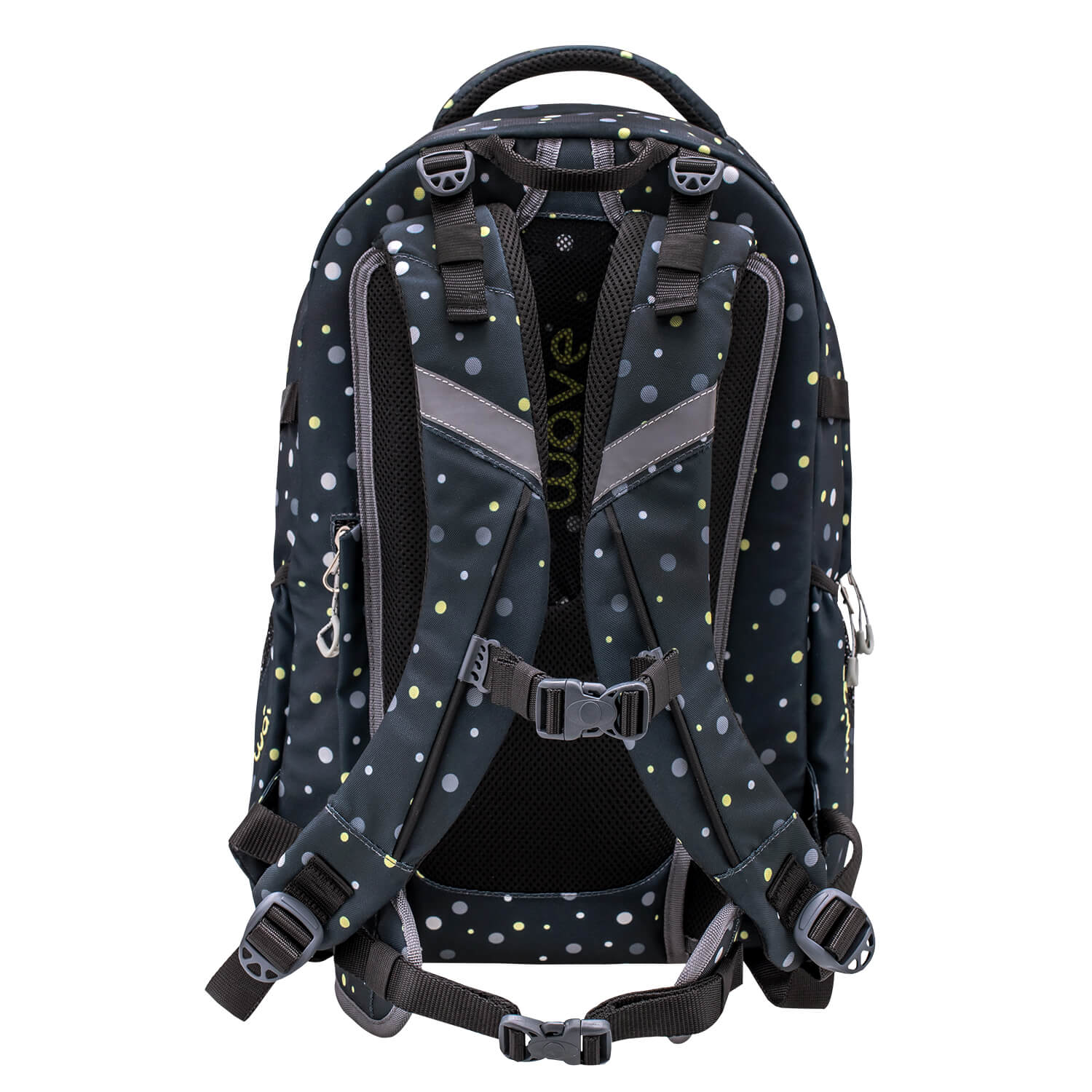 Wave Infinity Black And Yellow Dots Schulrucksack