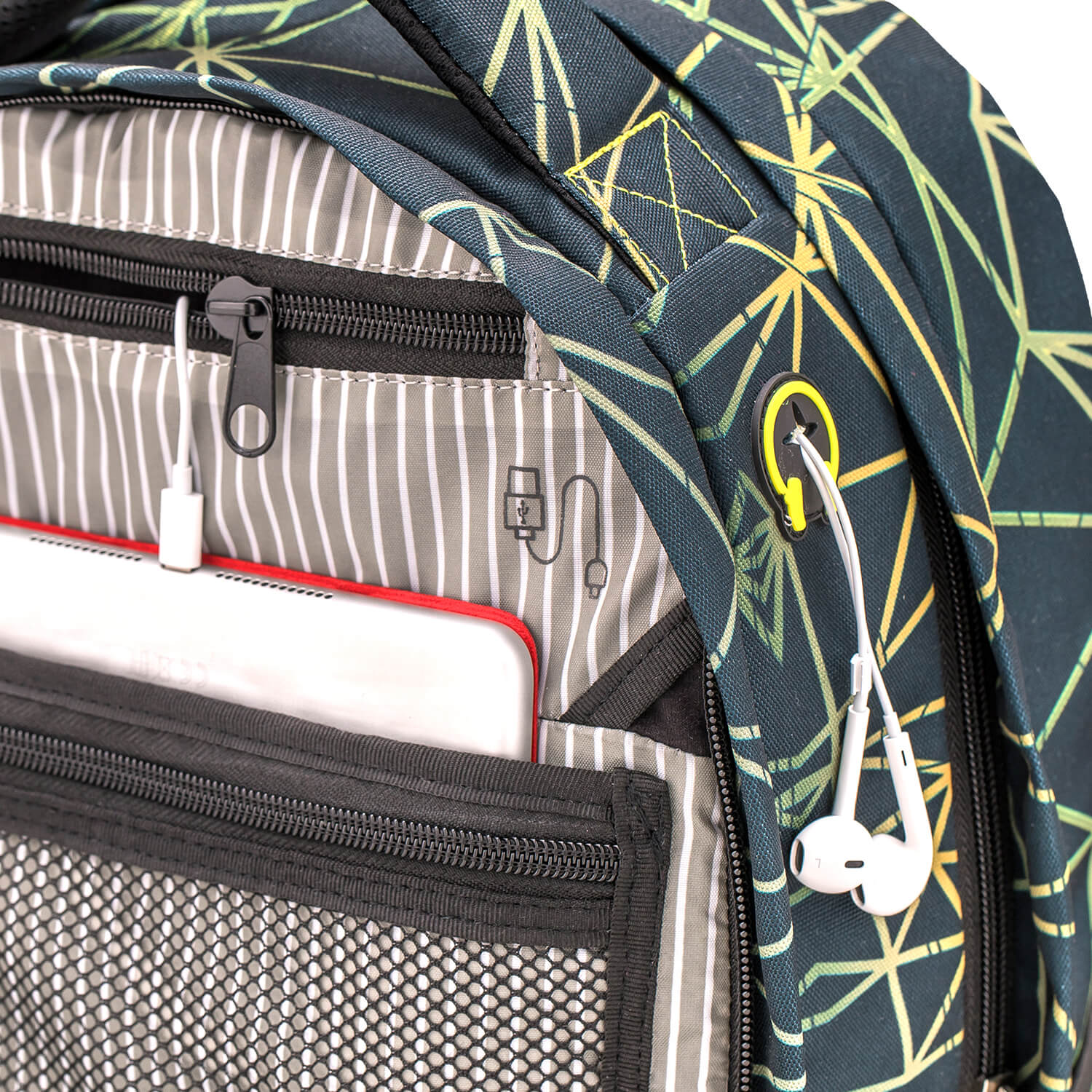 Wave Infinity Stripes Green Schulrucksack Set 3 tlg.