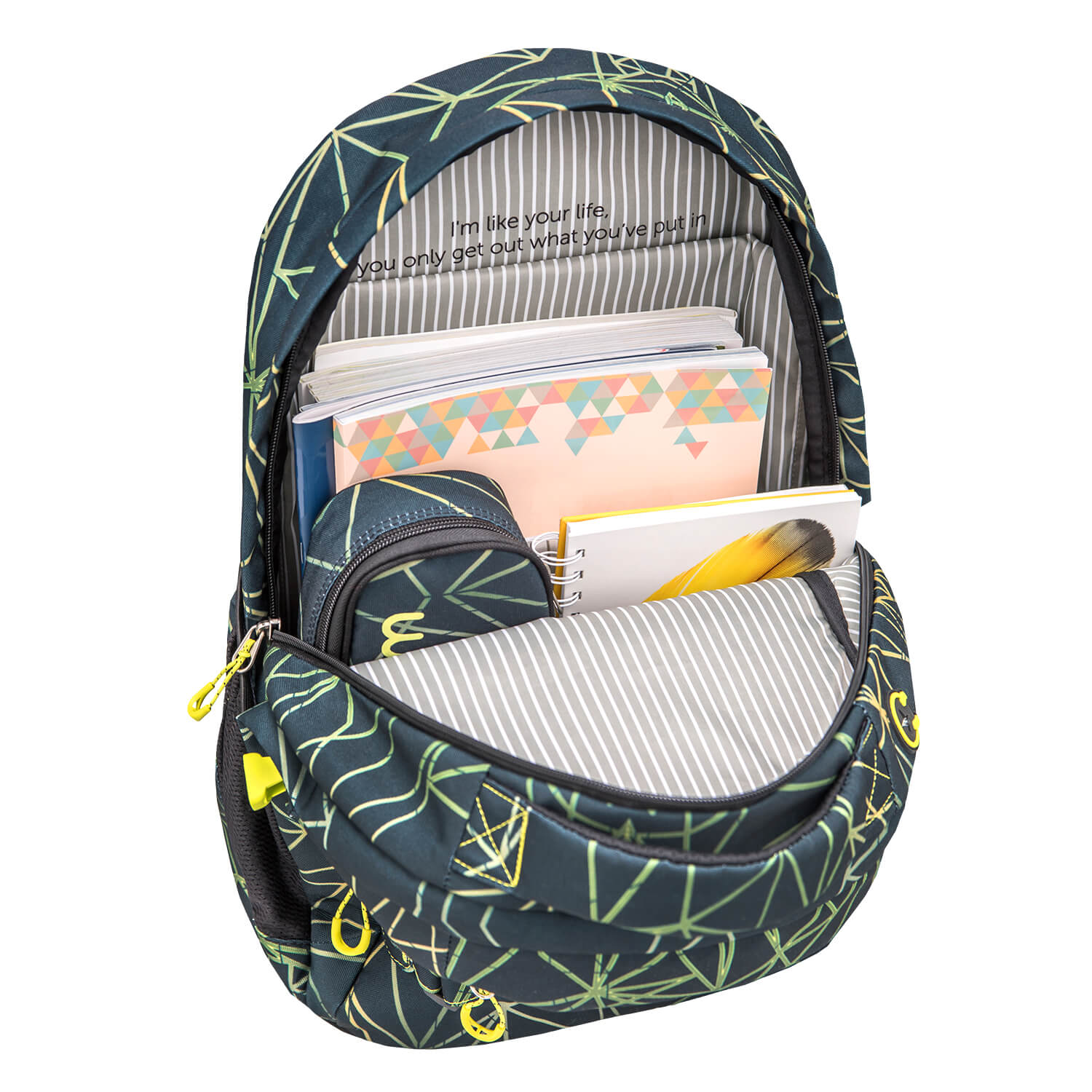 Wave Infinity Stripes Green Schulrucksack Set 3 tlg.