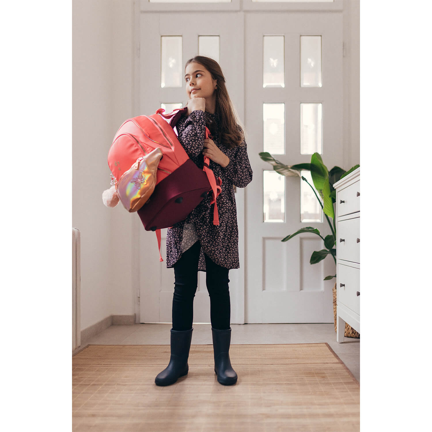 Premium Backpack & Fanny Pack Coral Schulranzen 2tlg.