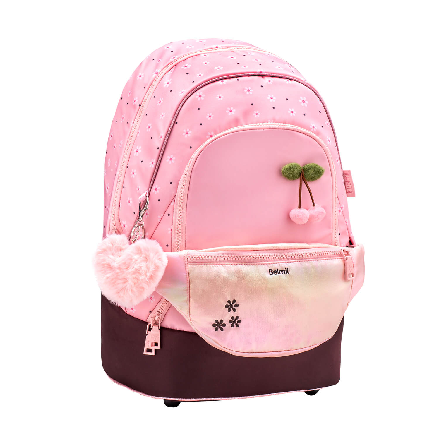 Premium Backpack & Fanny Pack Cherry Blossom Schulranzen 2tlg.