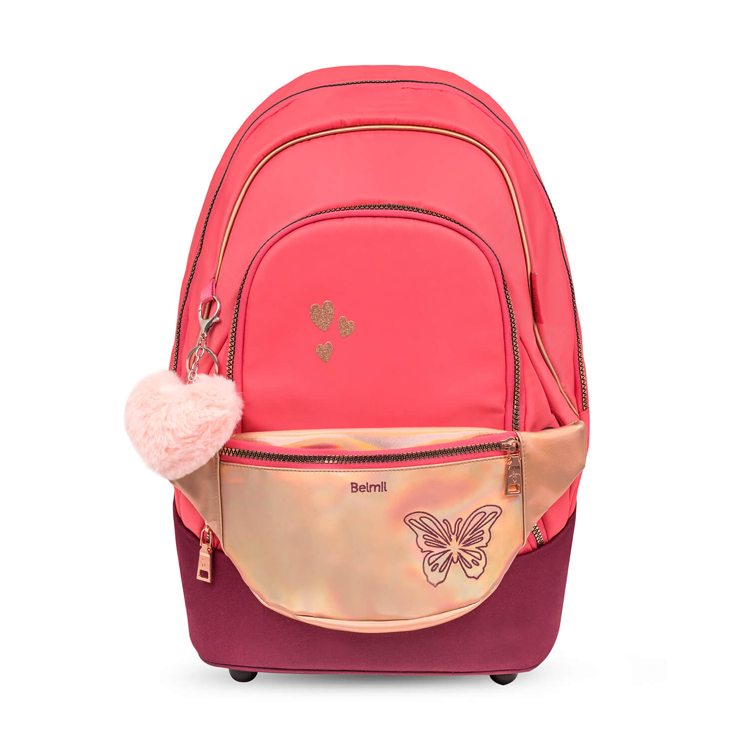 Premium Backpack & Fanny Pack Coral Schulranzen 2tlg.
