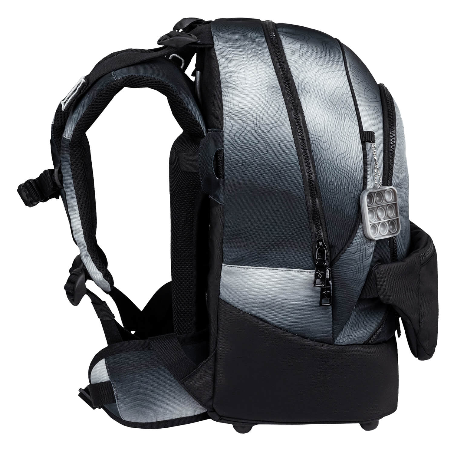Premium Backpack & Fanny Pack Black Grey Schoolbag 2pcs.