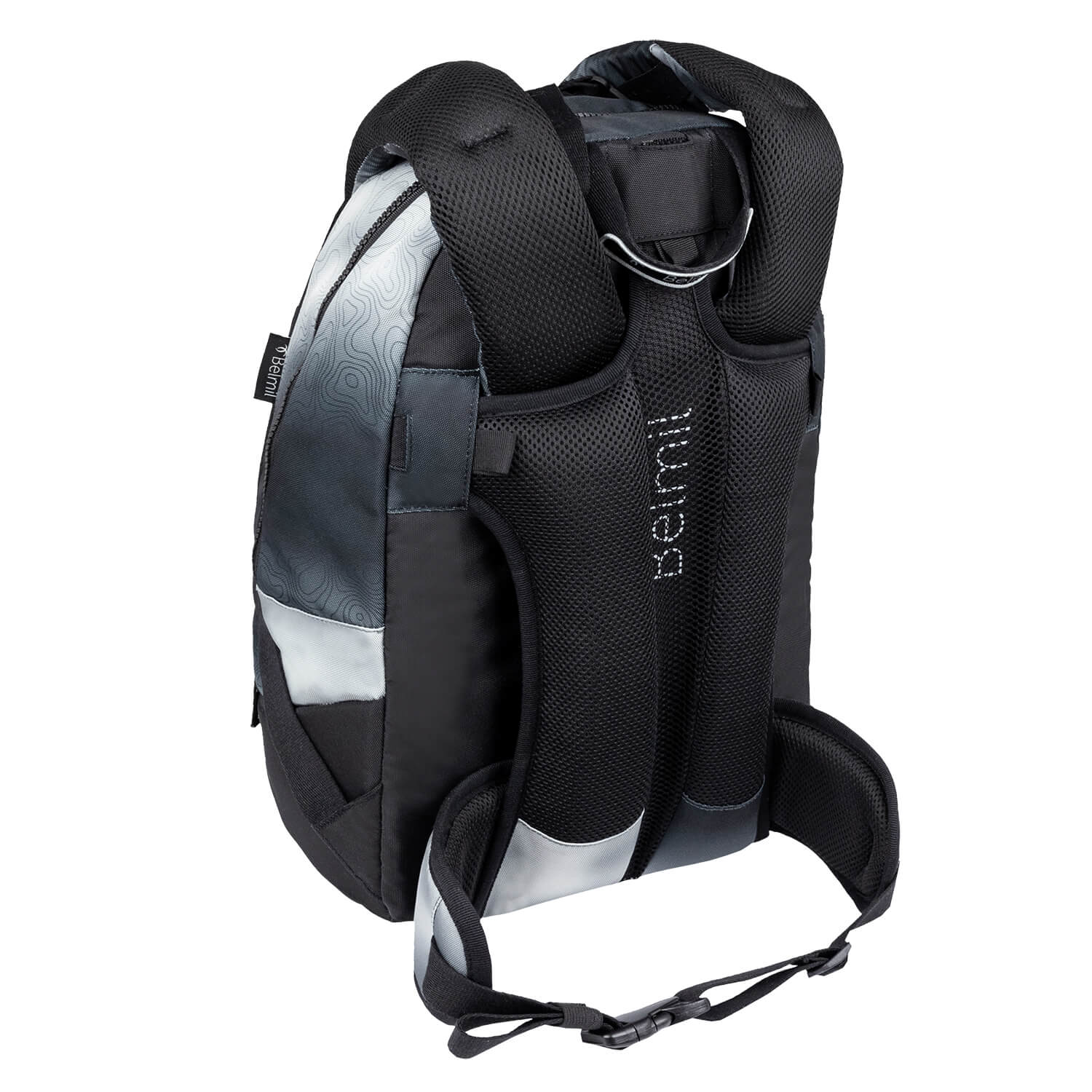 Premium Backpack & Fanny Pack Black Grey Schoolbag 2pcs.