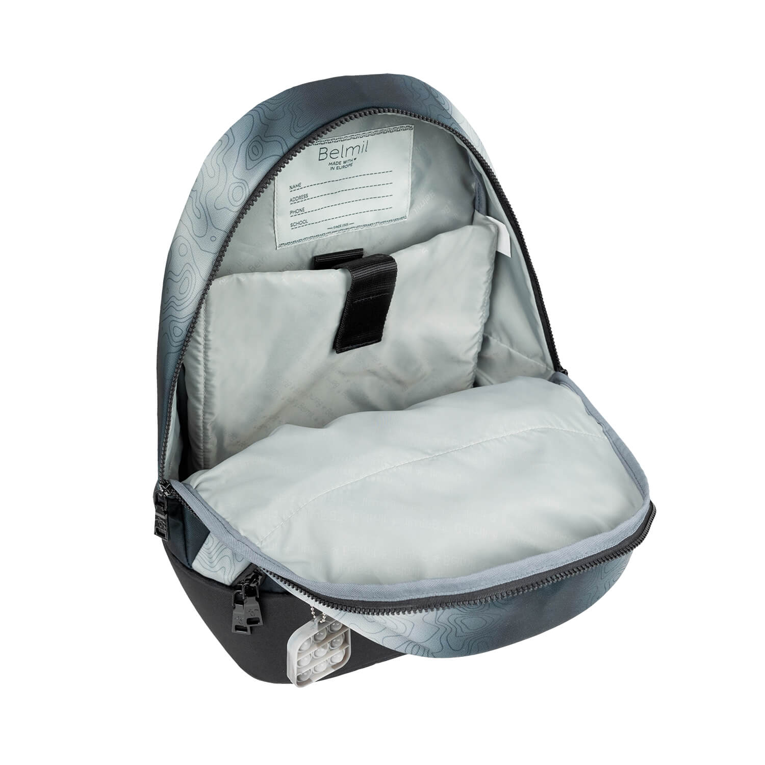 Premium Backpack & Fanny Pack Black Grey Schoolbag 2pcs.