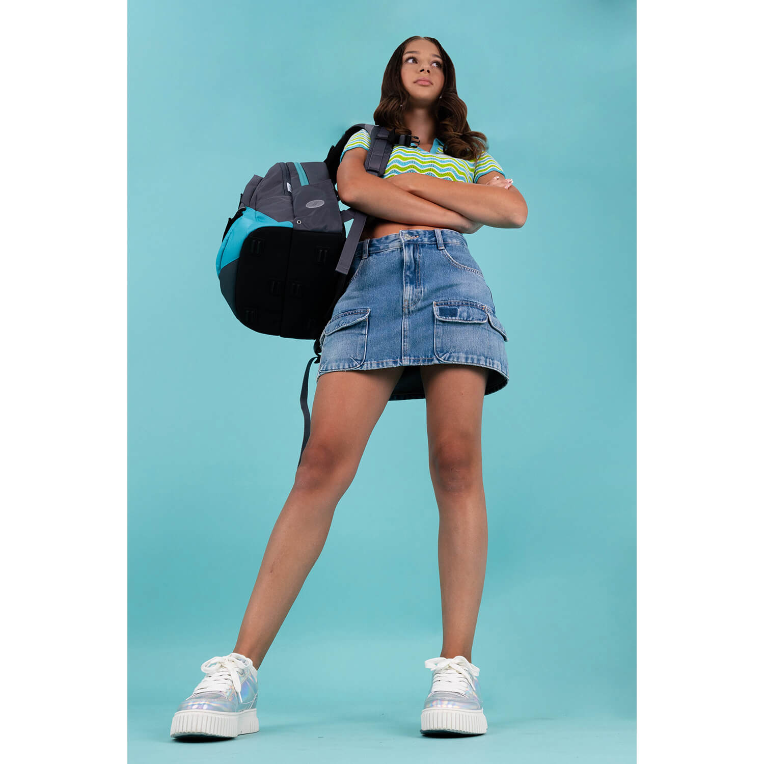 Wave Prime Grey Lagoon school backpack