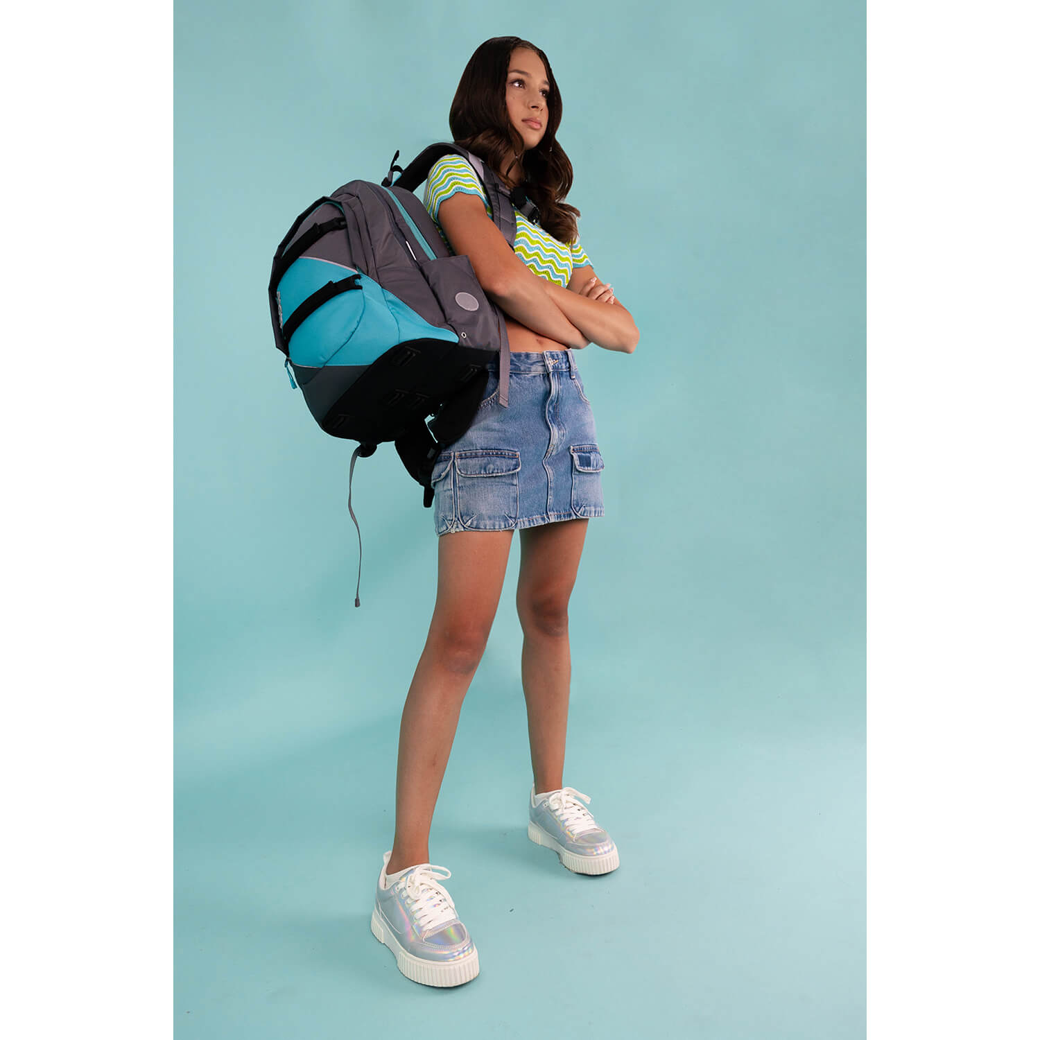 Wave Prime Grey Lagoon Schulrucksack