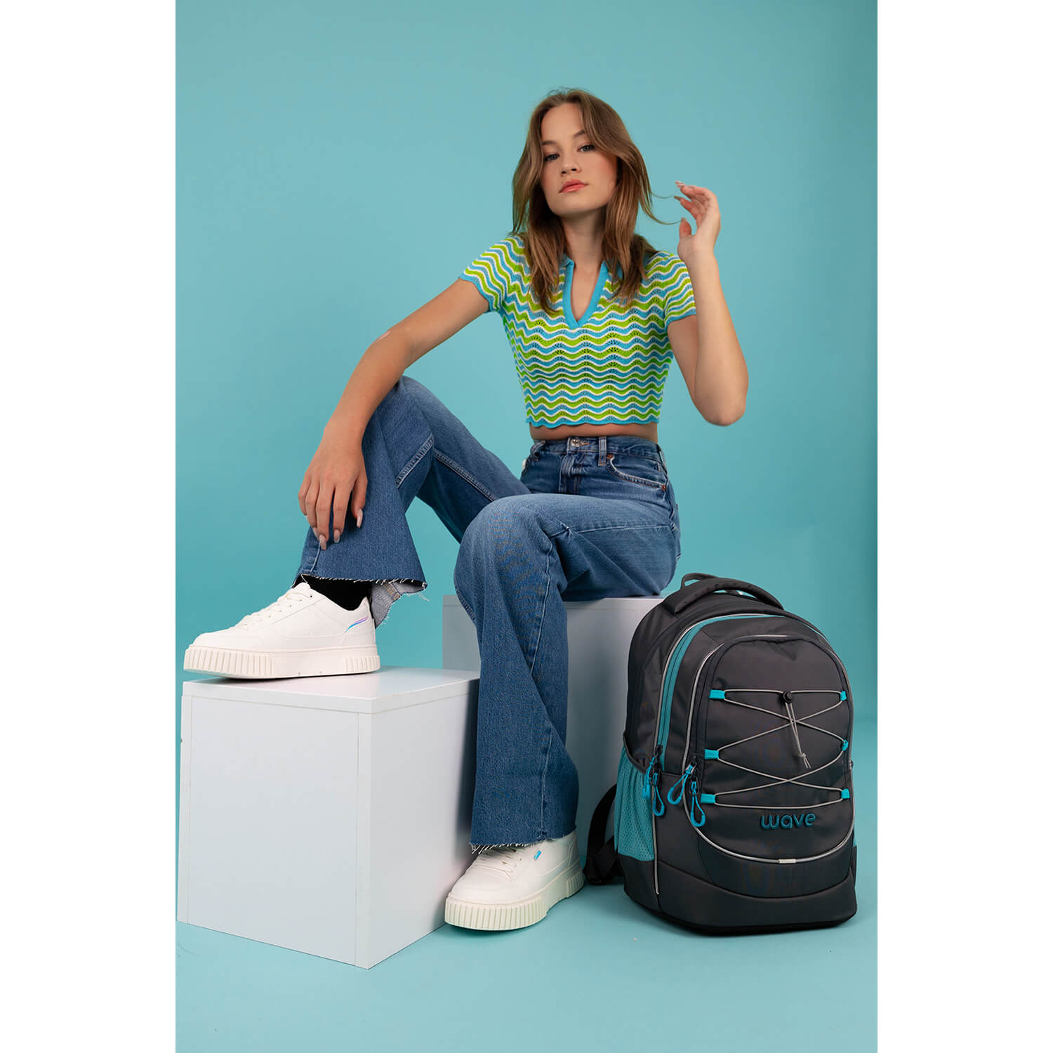 Wave Boost Grey Lagoon Schulrucksack