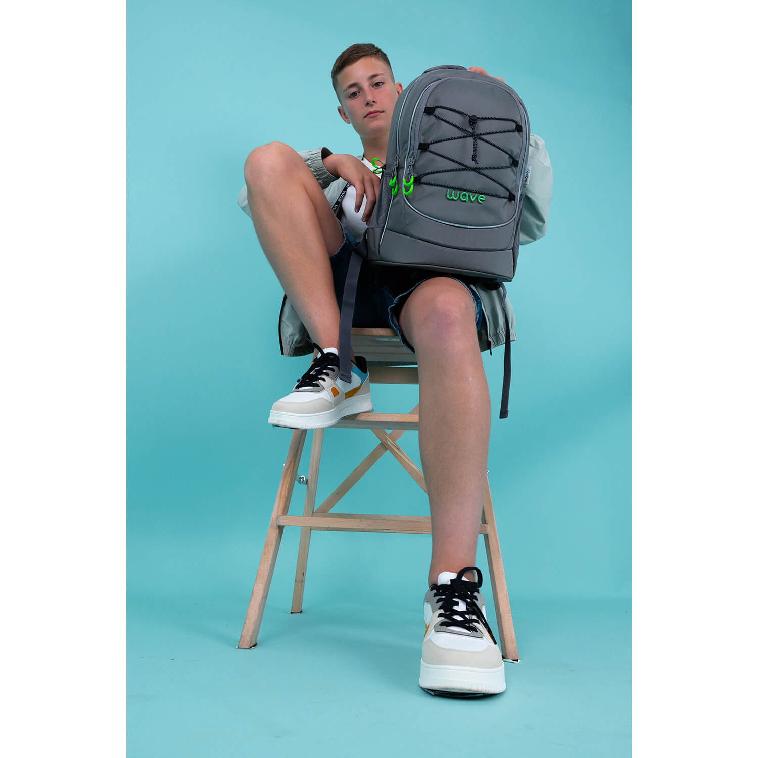 Wave Boost Lime Grey school backpack