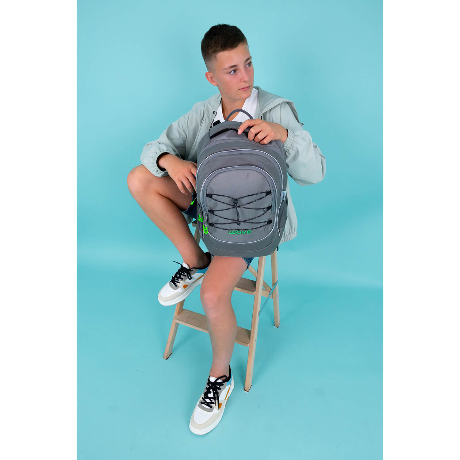 Wave Boost Lime Grey school backpack
