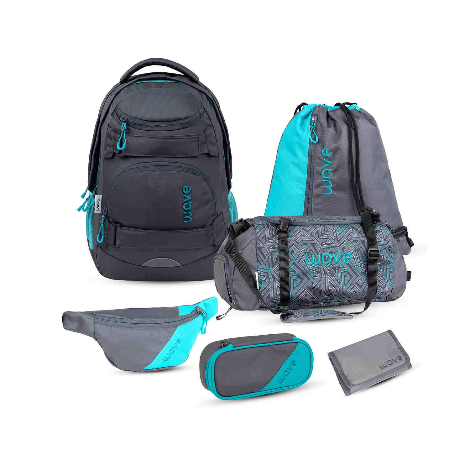 Wave Infinity Move Grey Lagoon backpack Set 5 Pcs