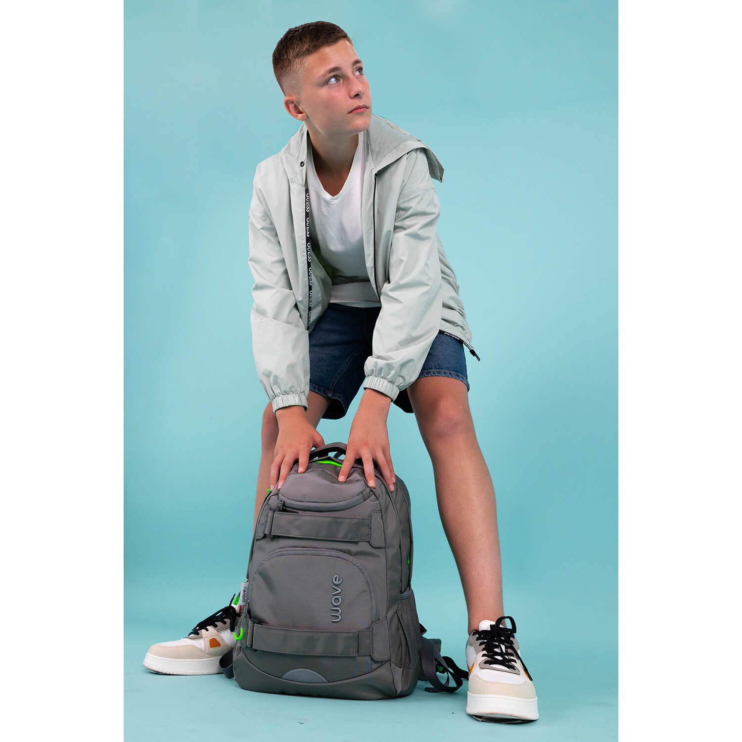Wave Infinity Move Lime Grey school backpack