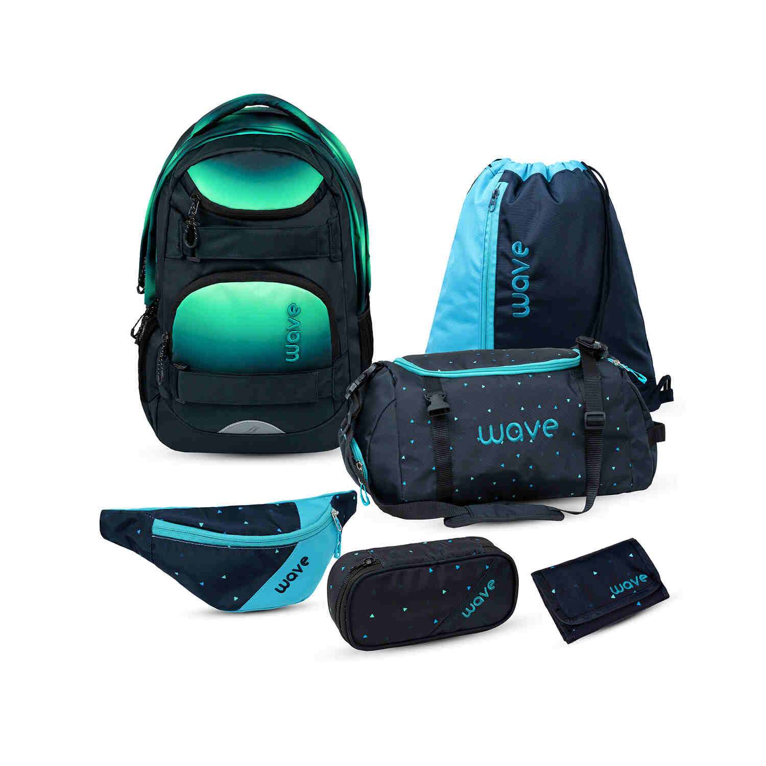 Wave Infinity Move Gradient Aurora backpack Set 5 Pcs